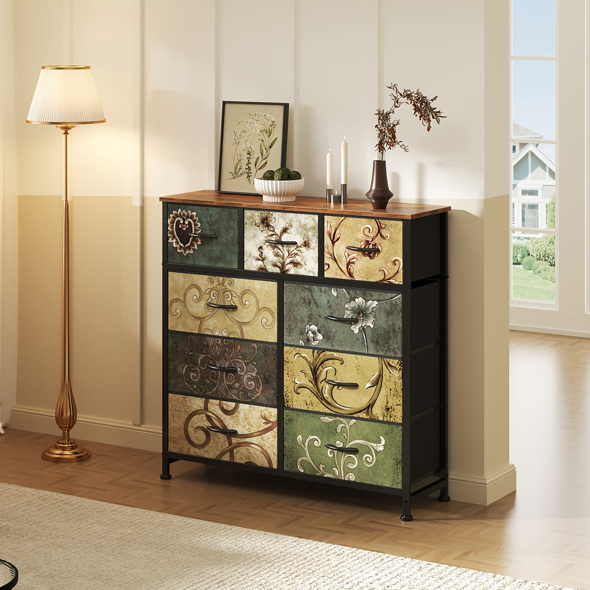 medieval style storage cabinet vintage floral texture sturdy