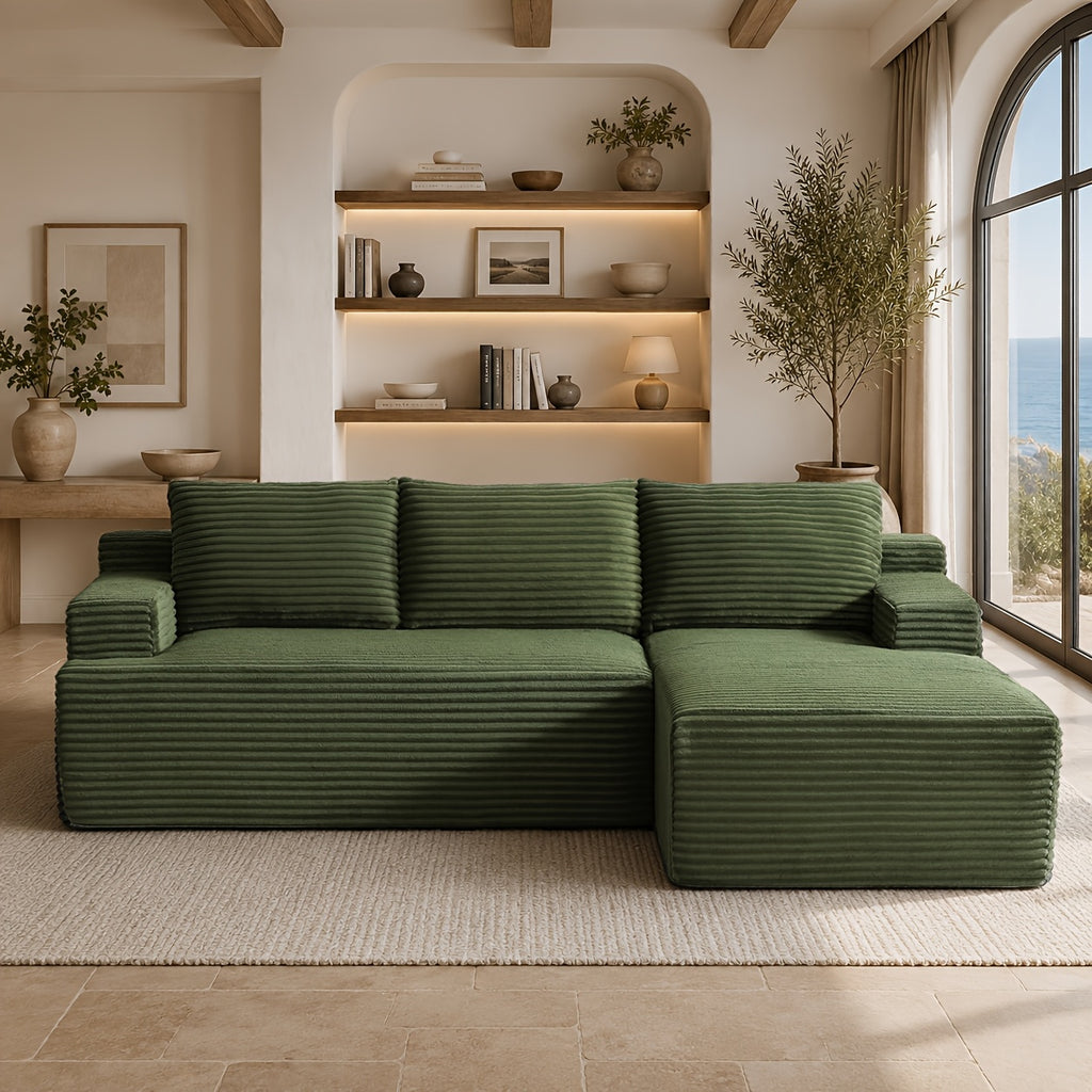 l shaped cloud sofa 3 seater corduroy sectional couch
