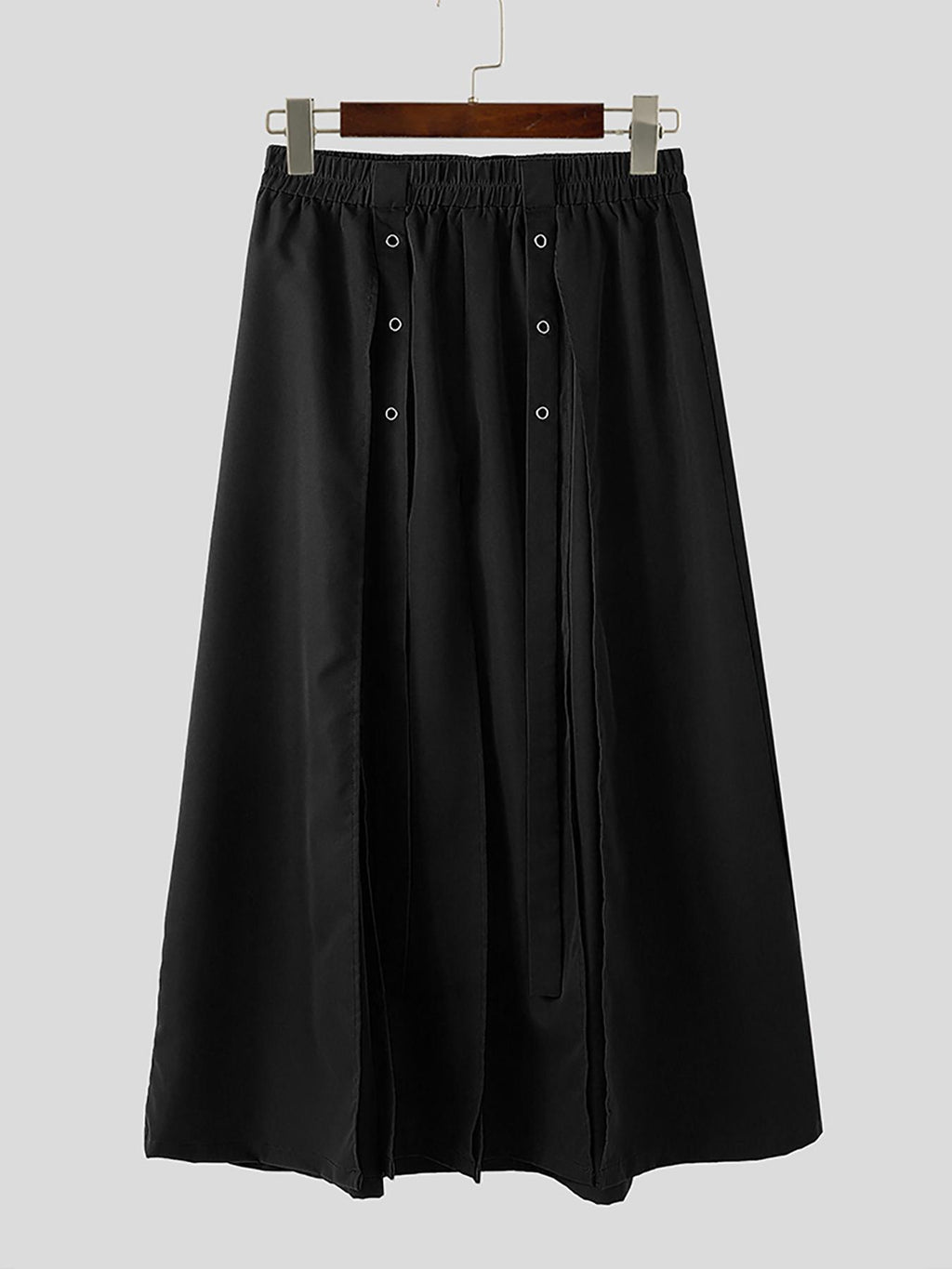 men full length skirt elastic waist asymmetric split