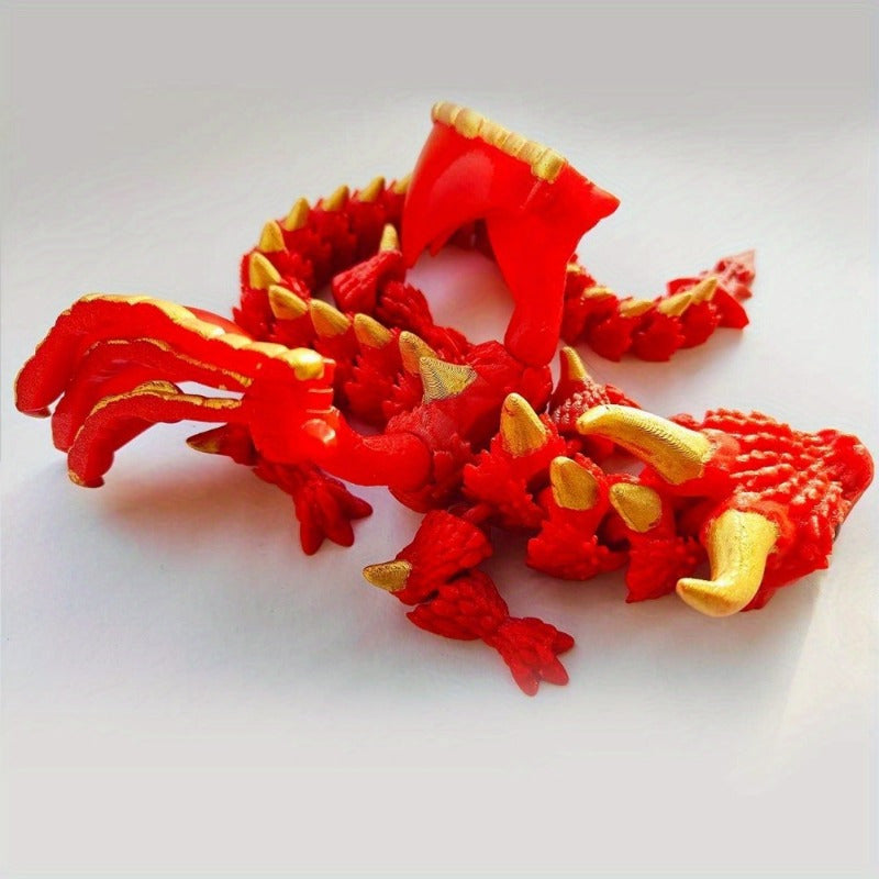 3d printed dual horned dragon statue flexi wings