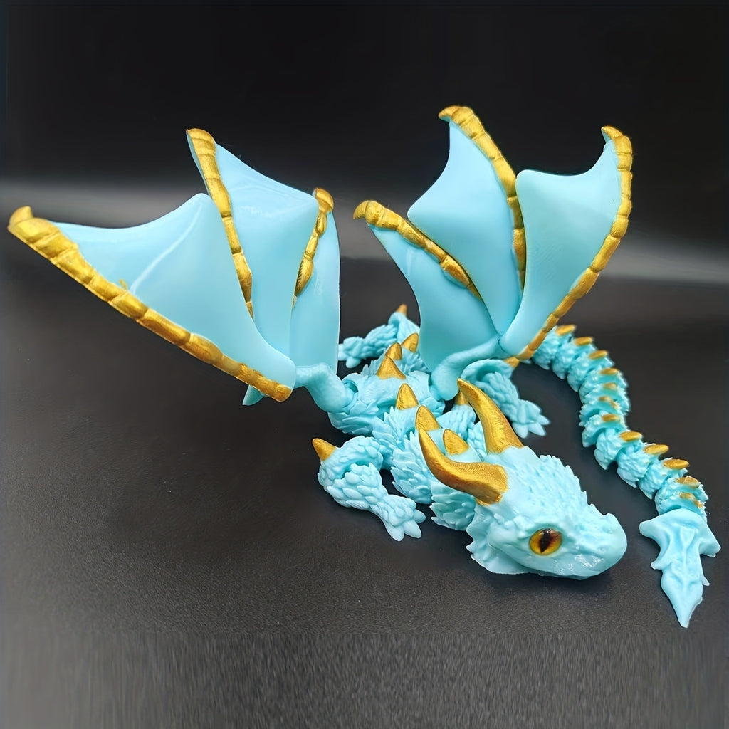 3d printed dual horned dragon statue flexi wings