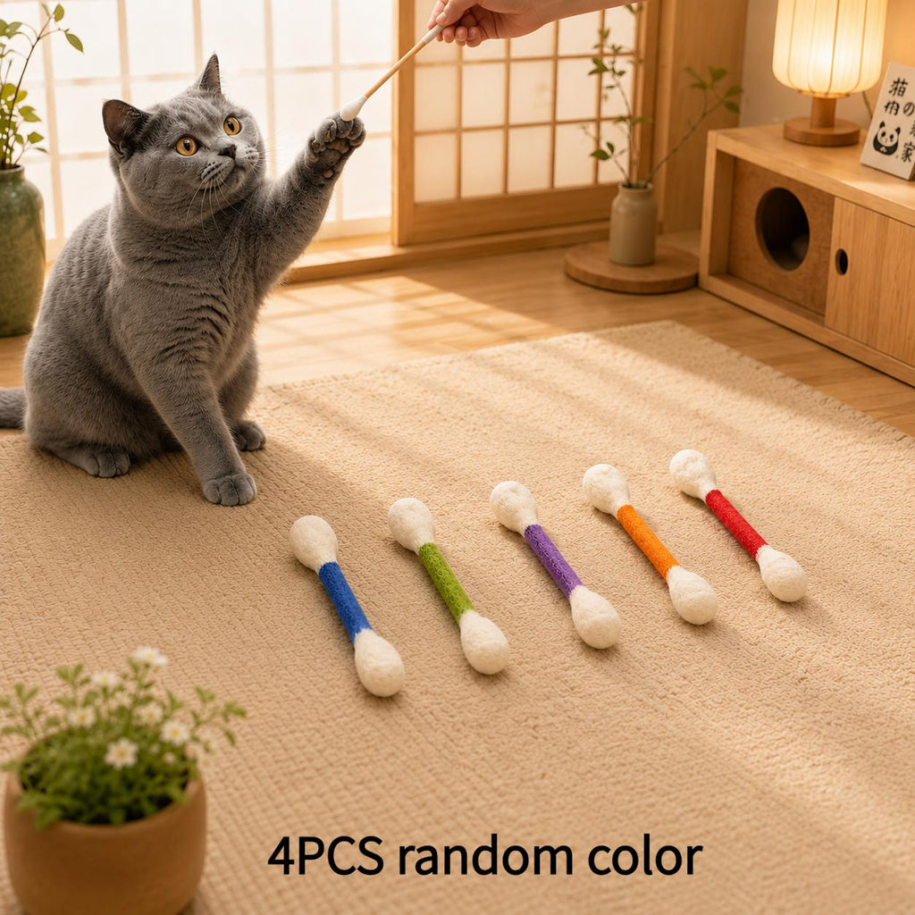 4pcs set large cat teaser wands in random colors swab shape