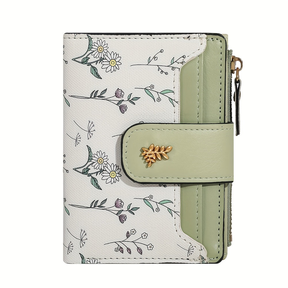 floral print hardware button bifold wallet temu