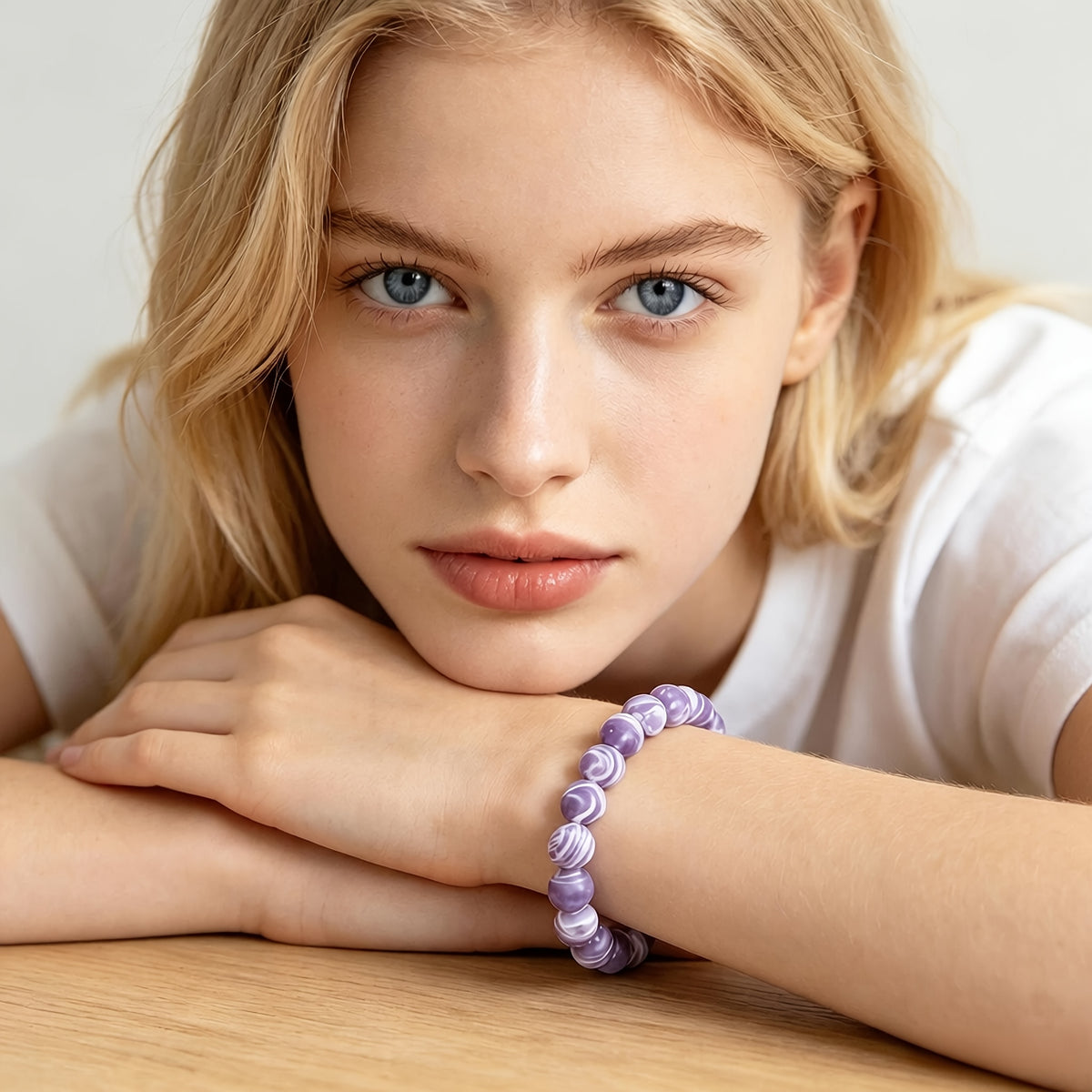 1pc natural grape amethyst bracelet women 8mm beads bohemian