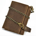 men vintage chain trifold pocket wallet wtih key holder