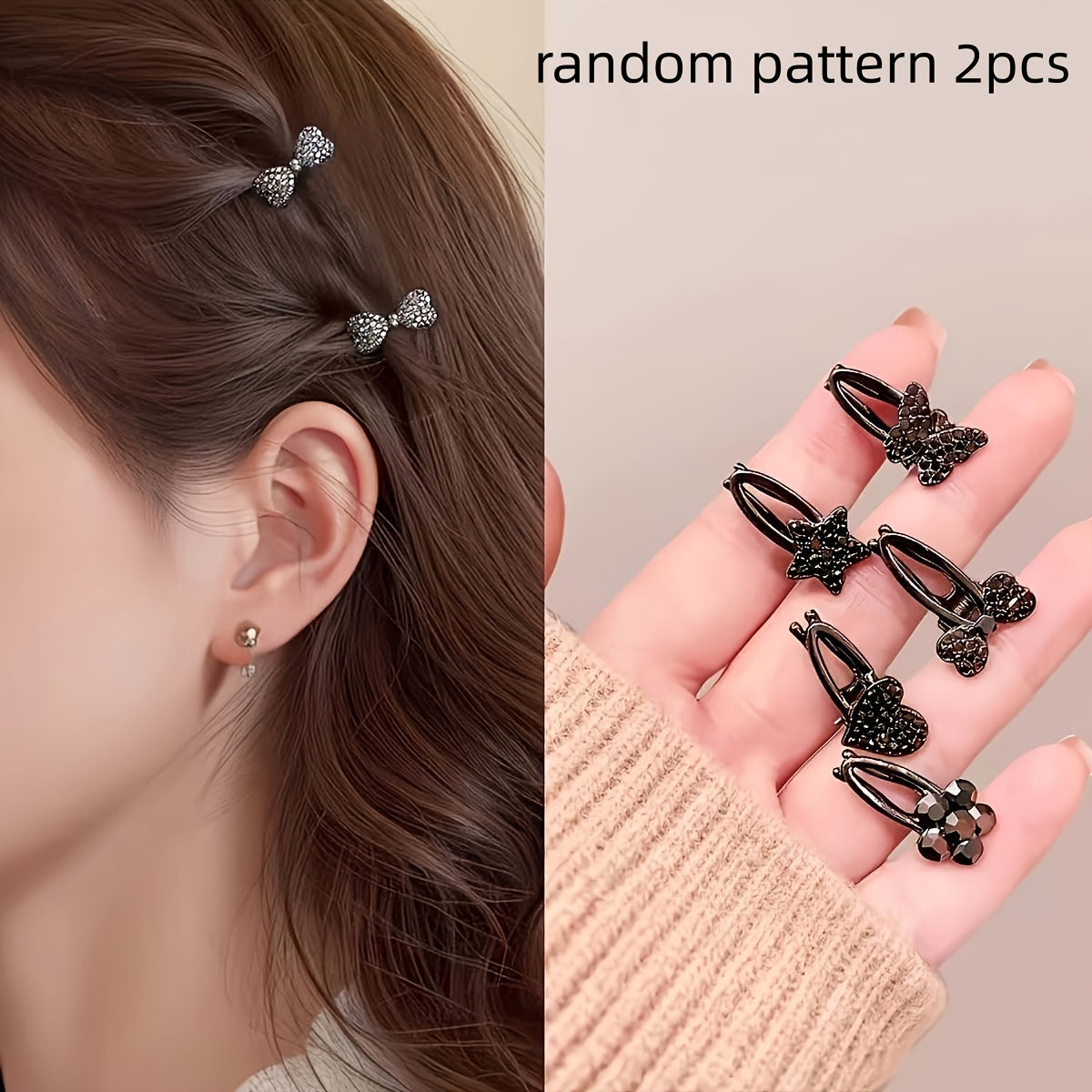 2pcs set small   bow side duckbill hair clips