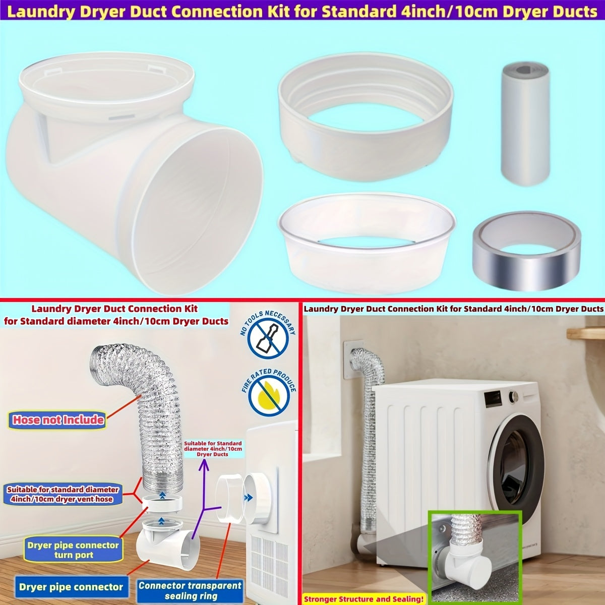 laundry dryer duct connection kit suitable standard 4inch