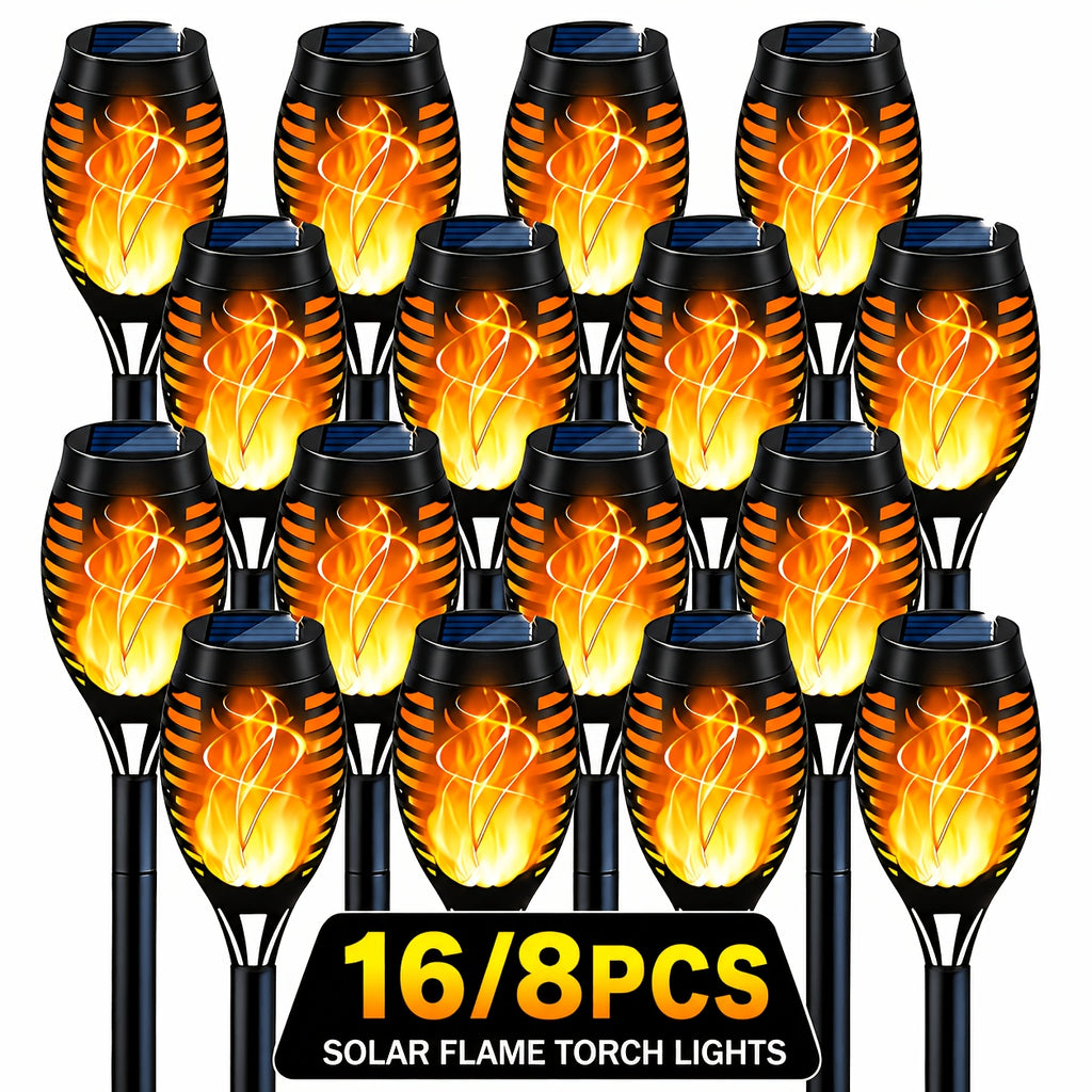 16 8pcs solar torch lights smart light control
