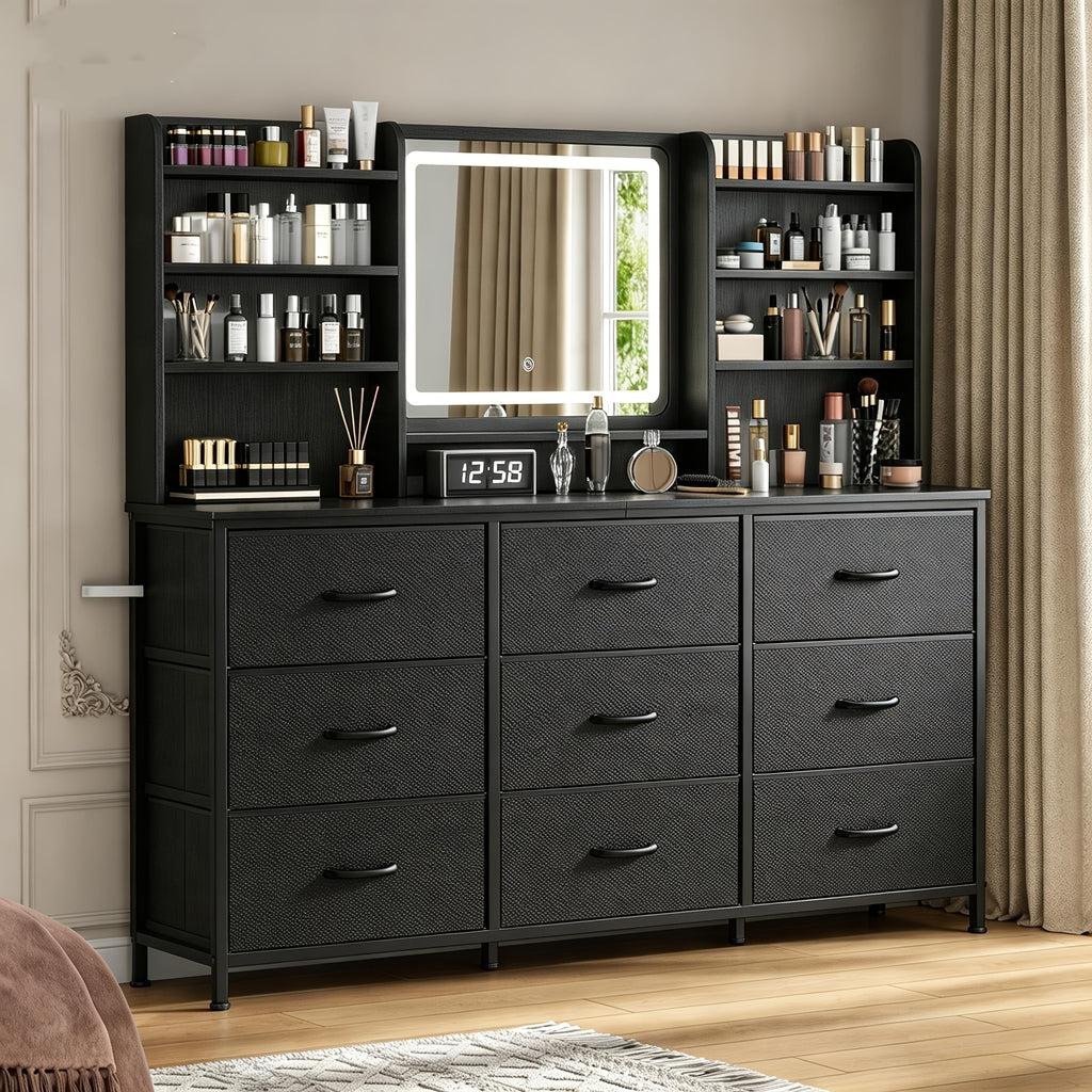 dressing table featuring a   mirror   nine