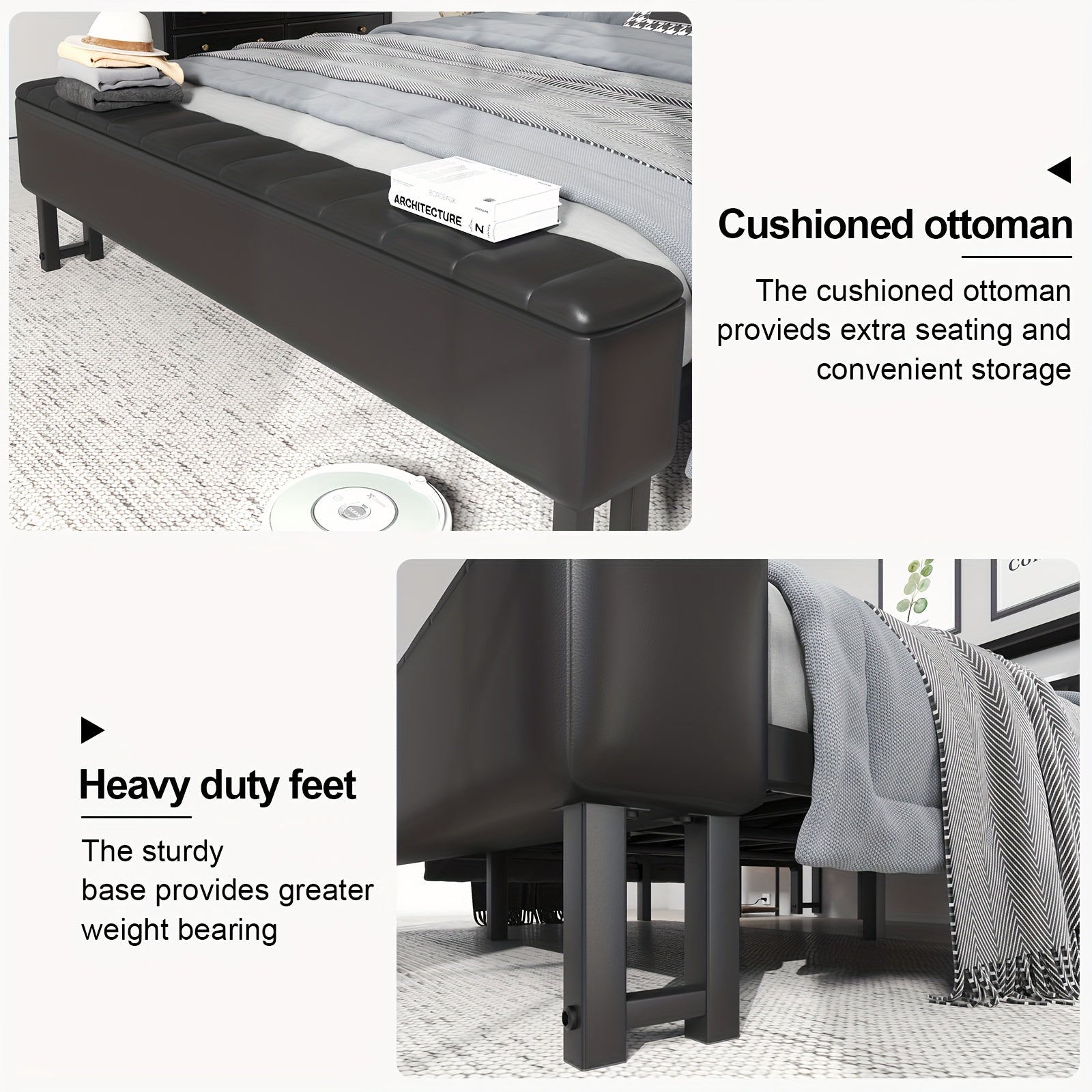 metal platform bed storage   upholstered headboard