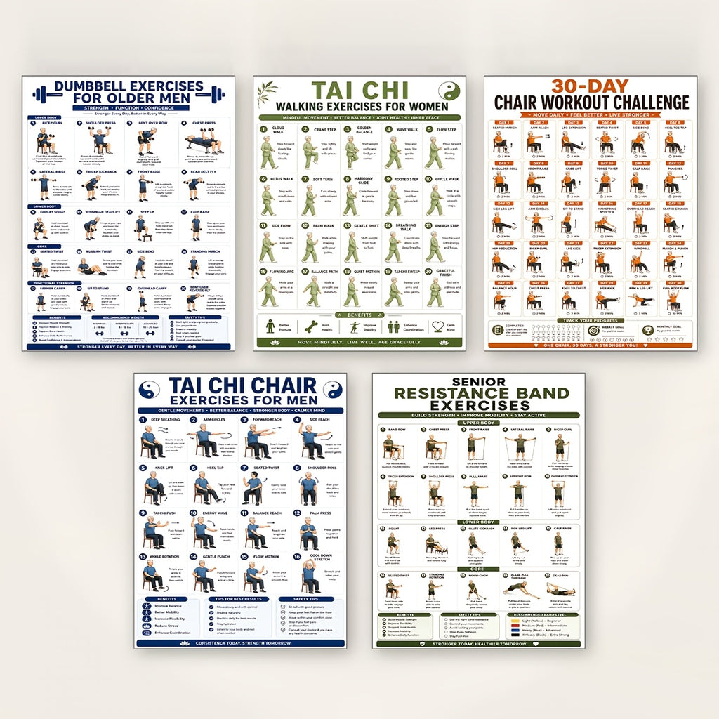 5   workout posters 8x10  exercises tai