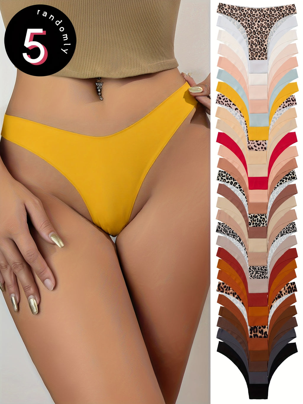 random 5 pack seamless underwear   plain color low