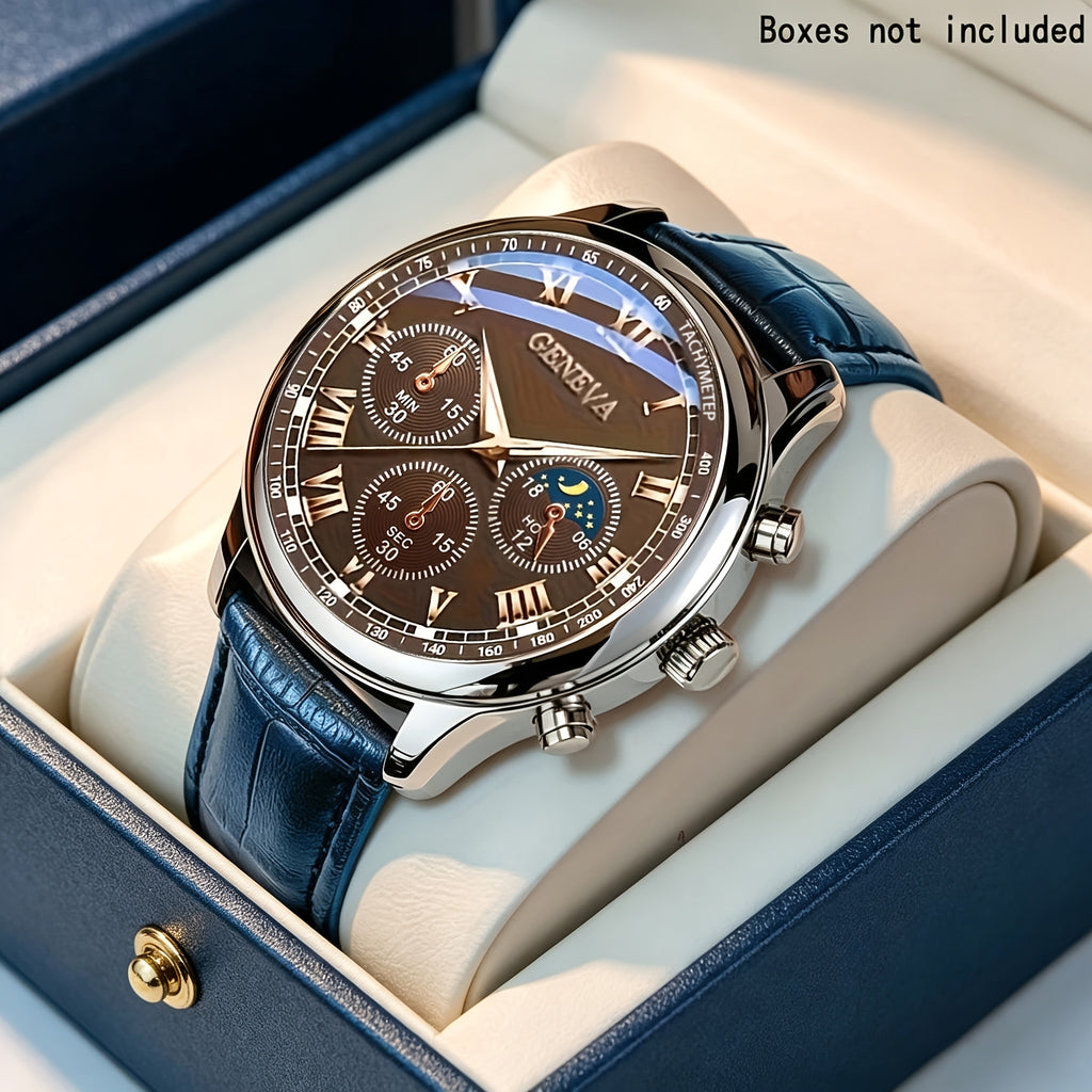 mens luxurious business faux leather round hand pointer
