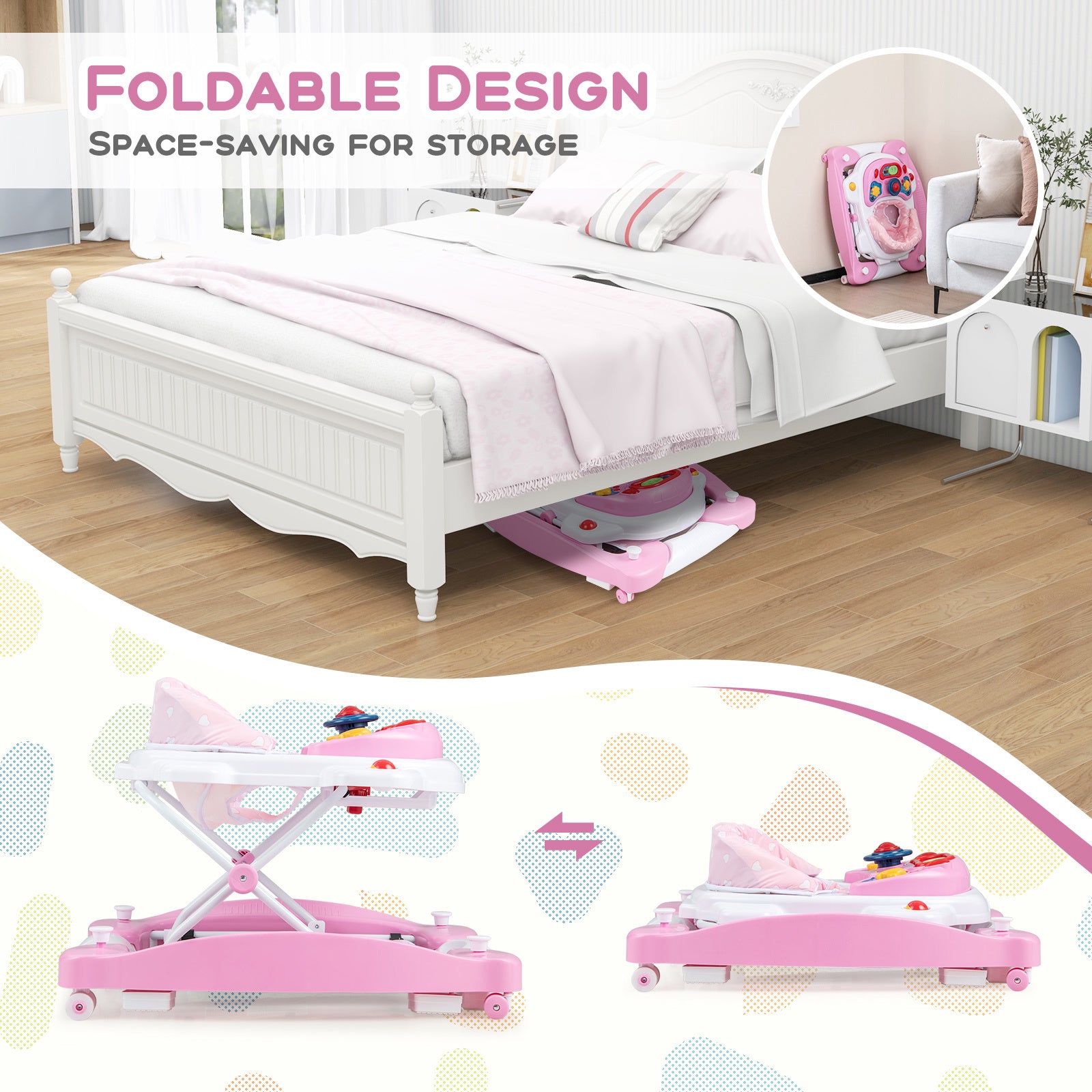 6 in 1 foldable baby activity center rocker push walker