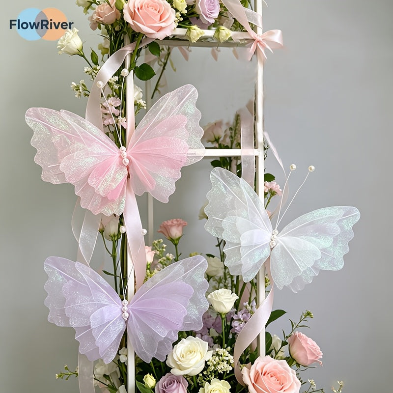 3pcs hangable wedding decorations tinsel gauze artificial