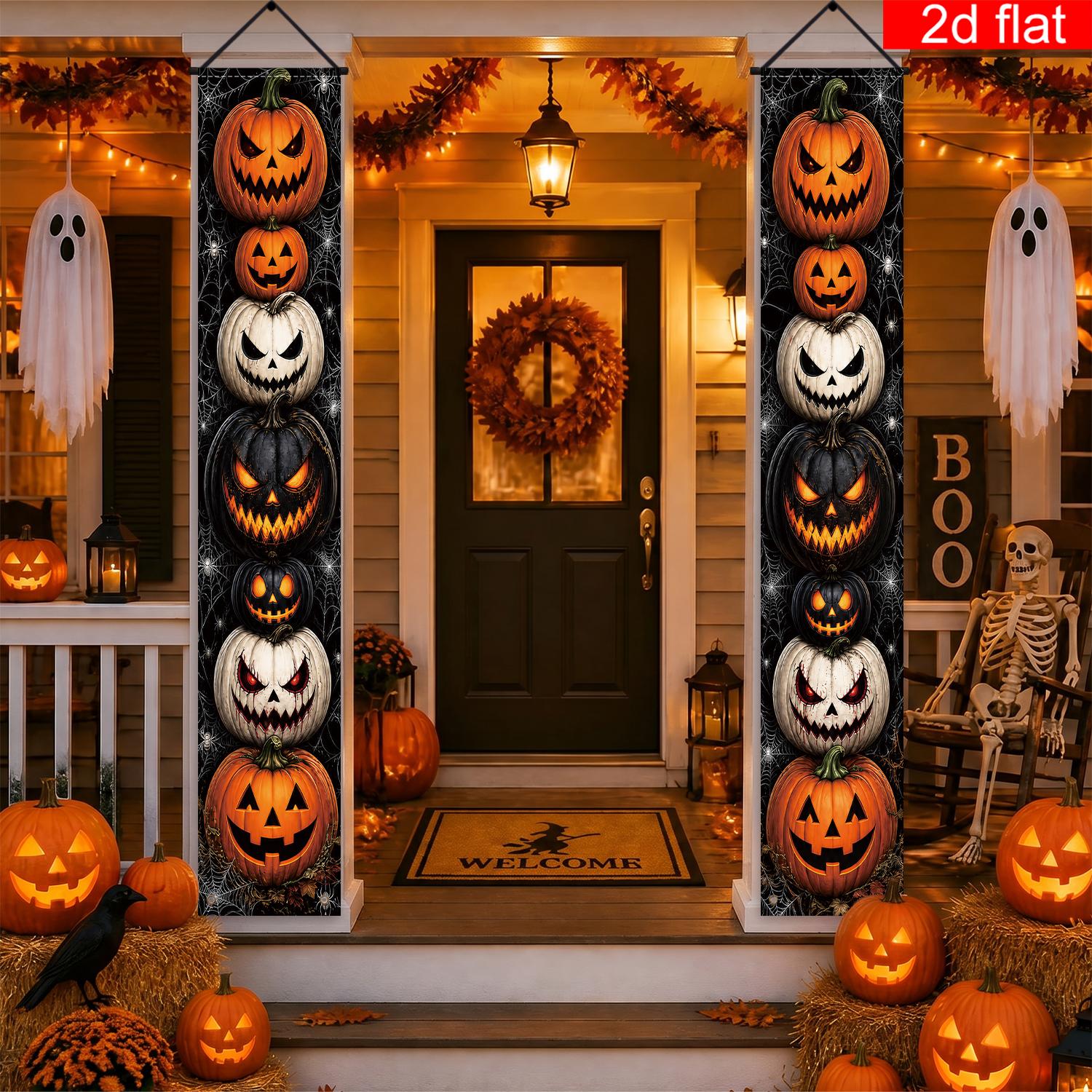 2d flat 2d flat banner 2pcs halloween front door porch logo