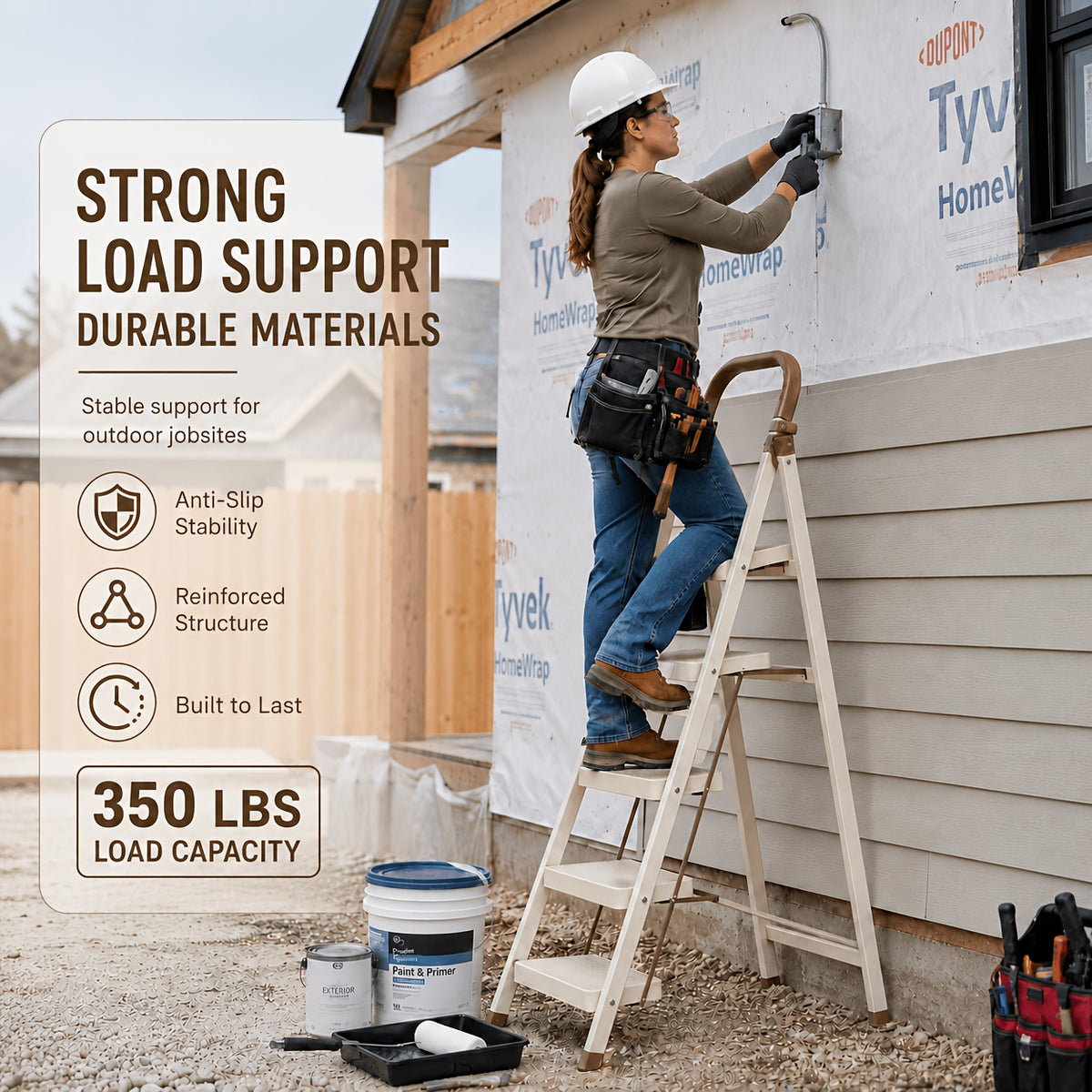 durable folding ladder 350 lbs capacity durable lightweight