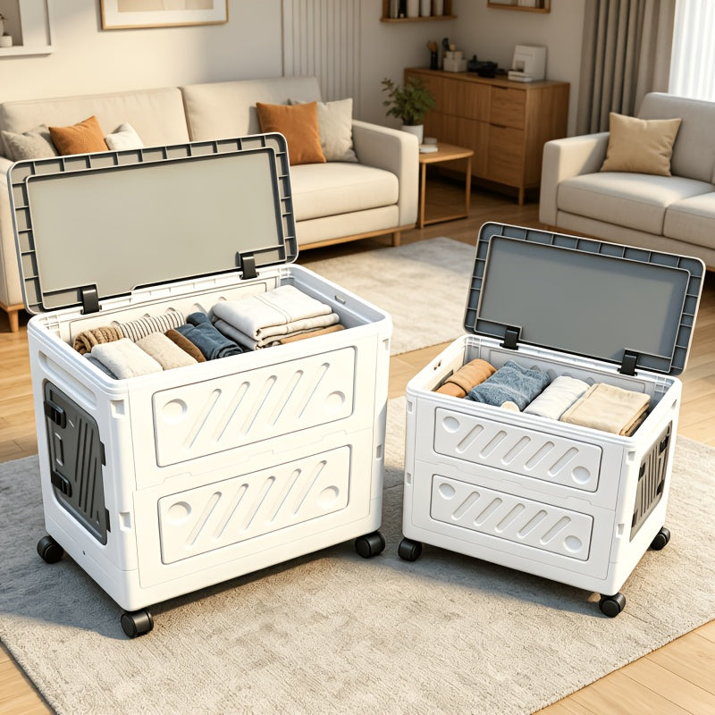 large capacity foldable wheeled storage box 4 wheels 23 6 19