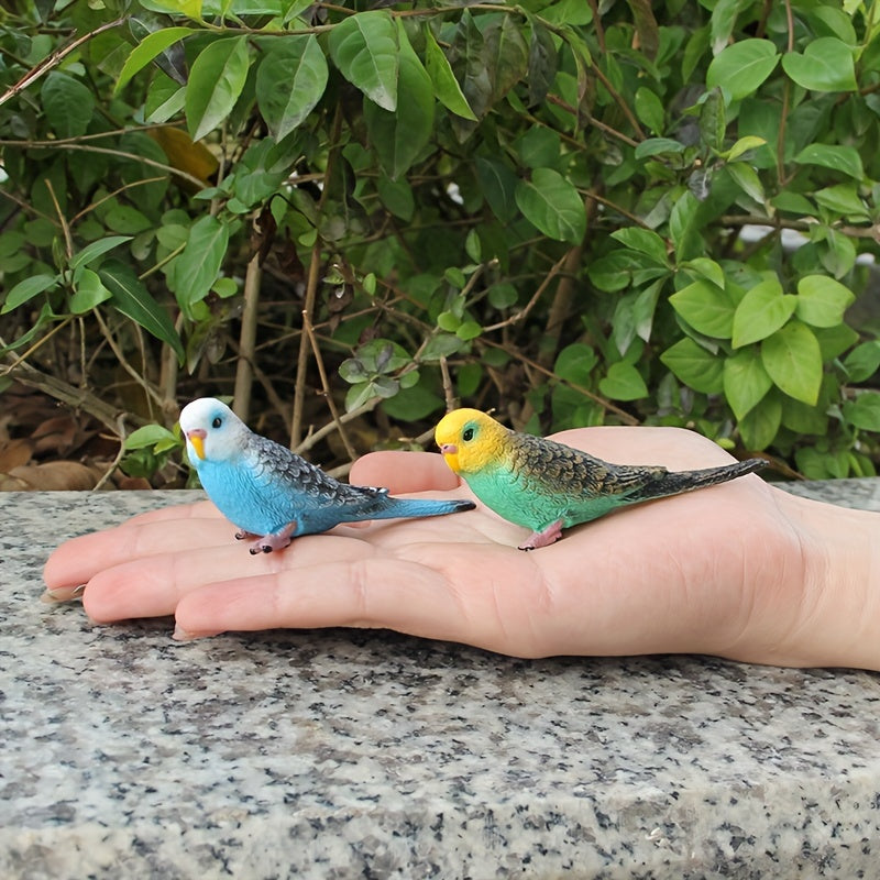 2pcs mini budgie parrot set realistic pvc bird figurines