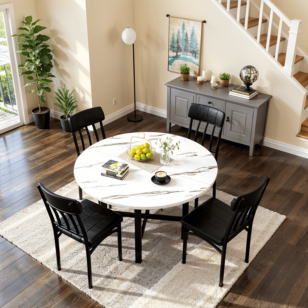 5pcs kitchen table chairs set dining table set 4 rounded