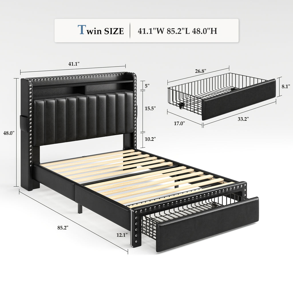 king size upholstered bed frame storage 2 tier headboard 2