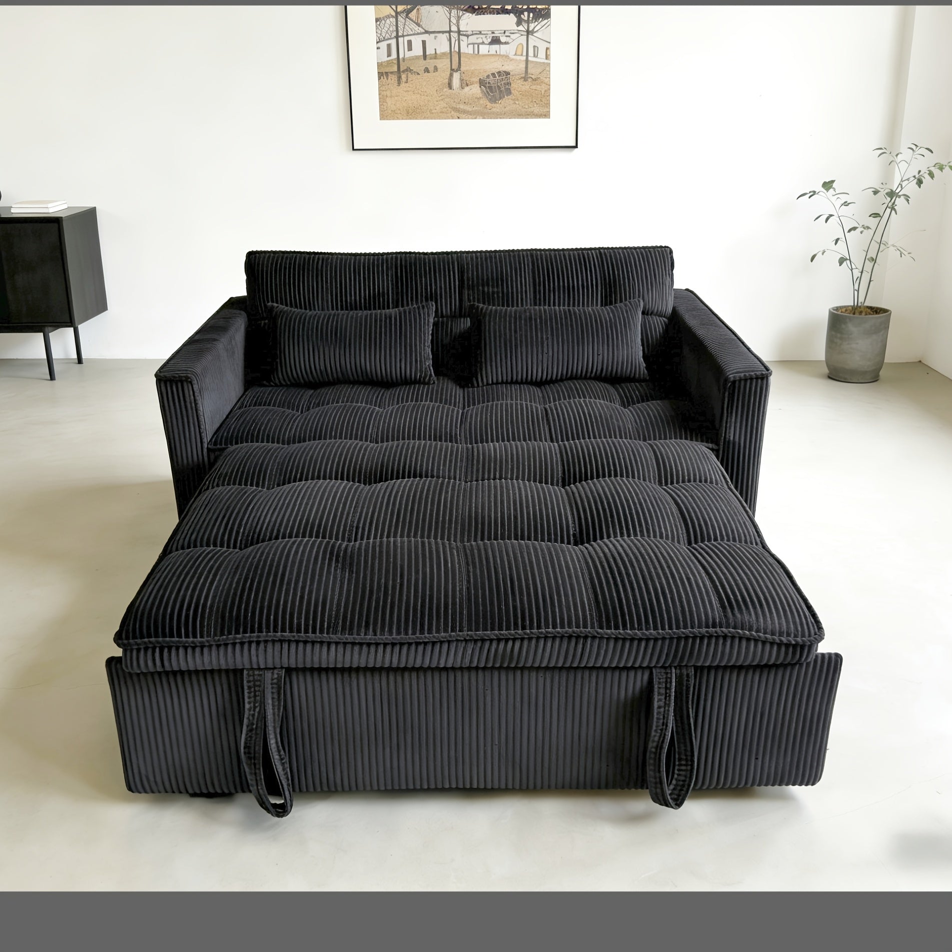 3 in 1 convertible sofa bed 54 inch striped velvet pull sofa