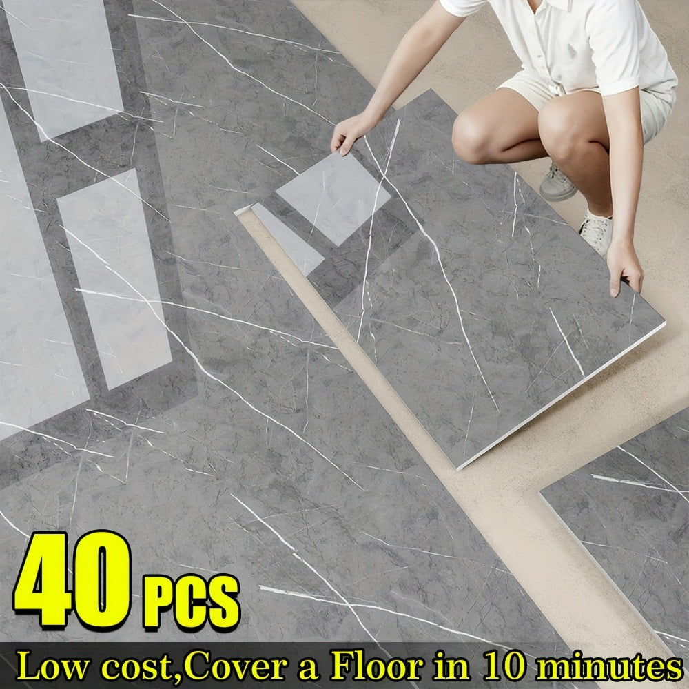 20 40 pack glossy marble floor stickers wall tiles self
