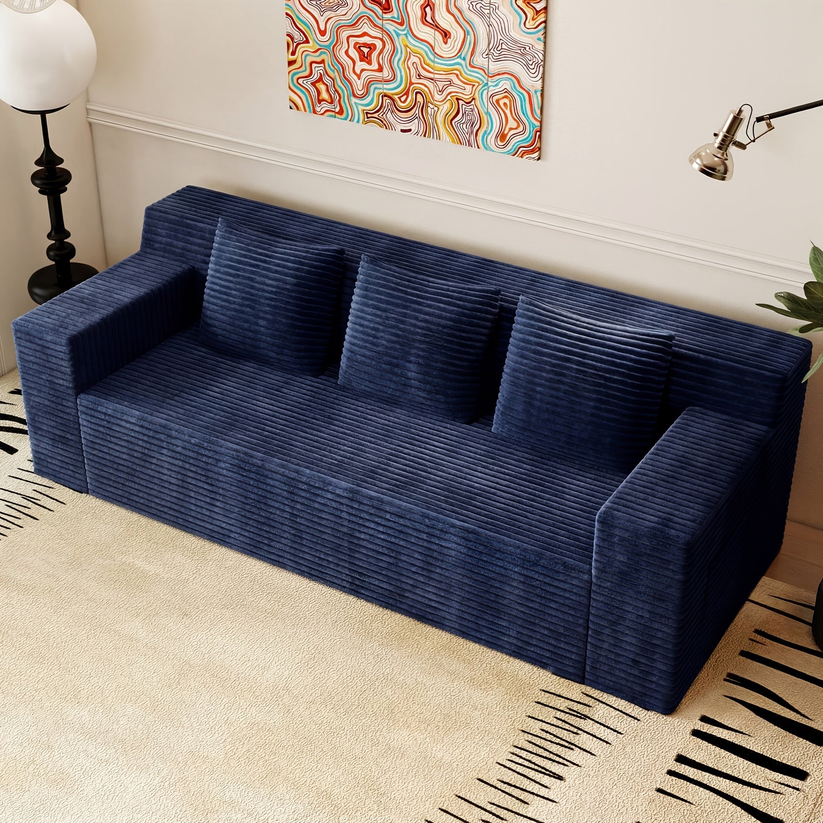 71 inch modern   no wooden frame living room sofa