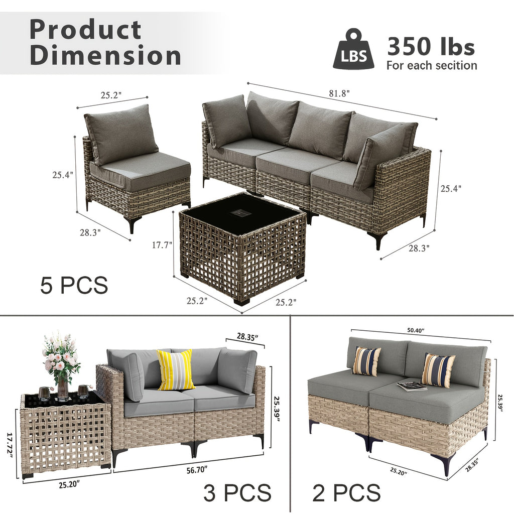 2 3 5 8 10pcs deep seat outdoor patio furniture set outside