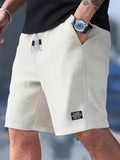 1pc mens waffle texture casual athletic shorts drawstring