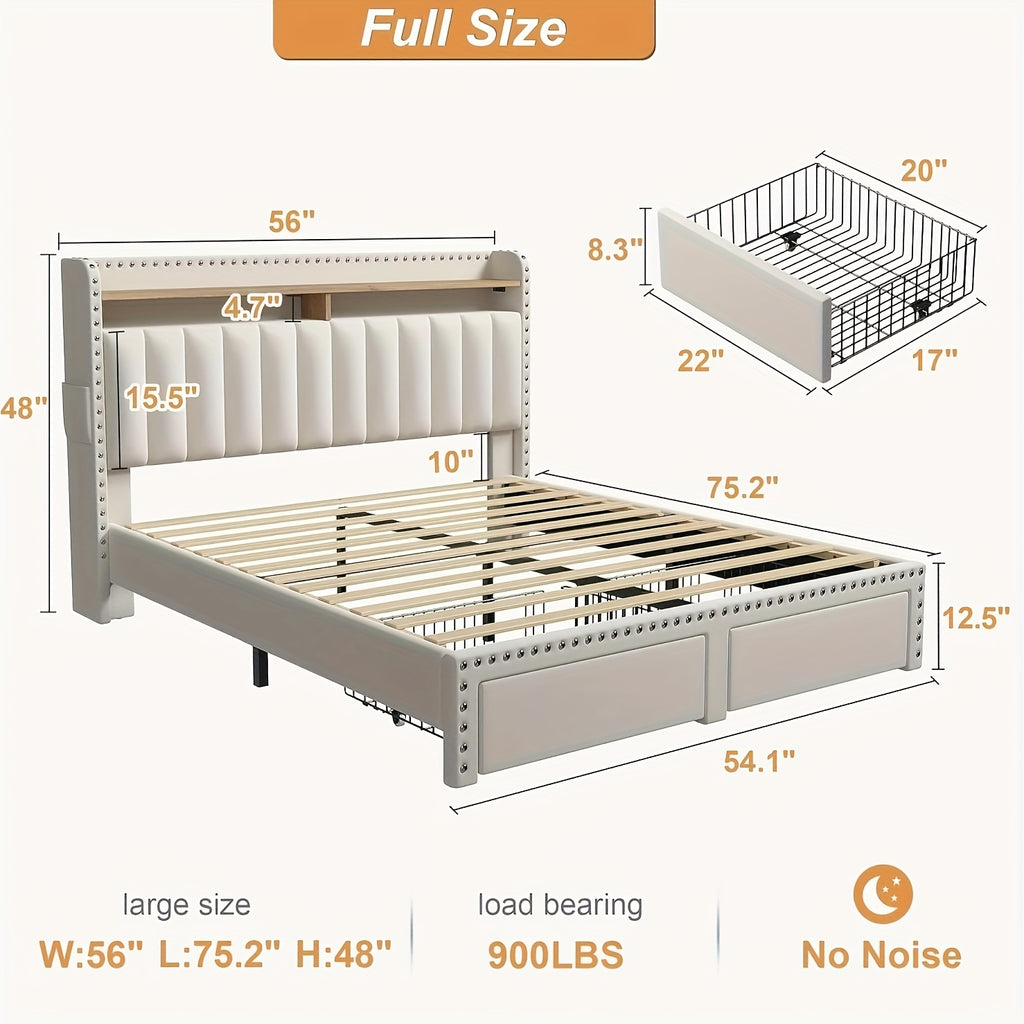 king size upholstered bed frame storage 2 tier headboard 2