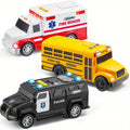 suncfun 3 pack emergency school vehicle toy set friction