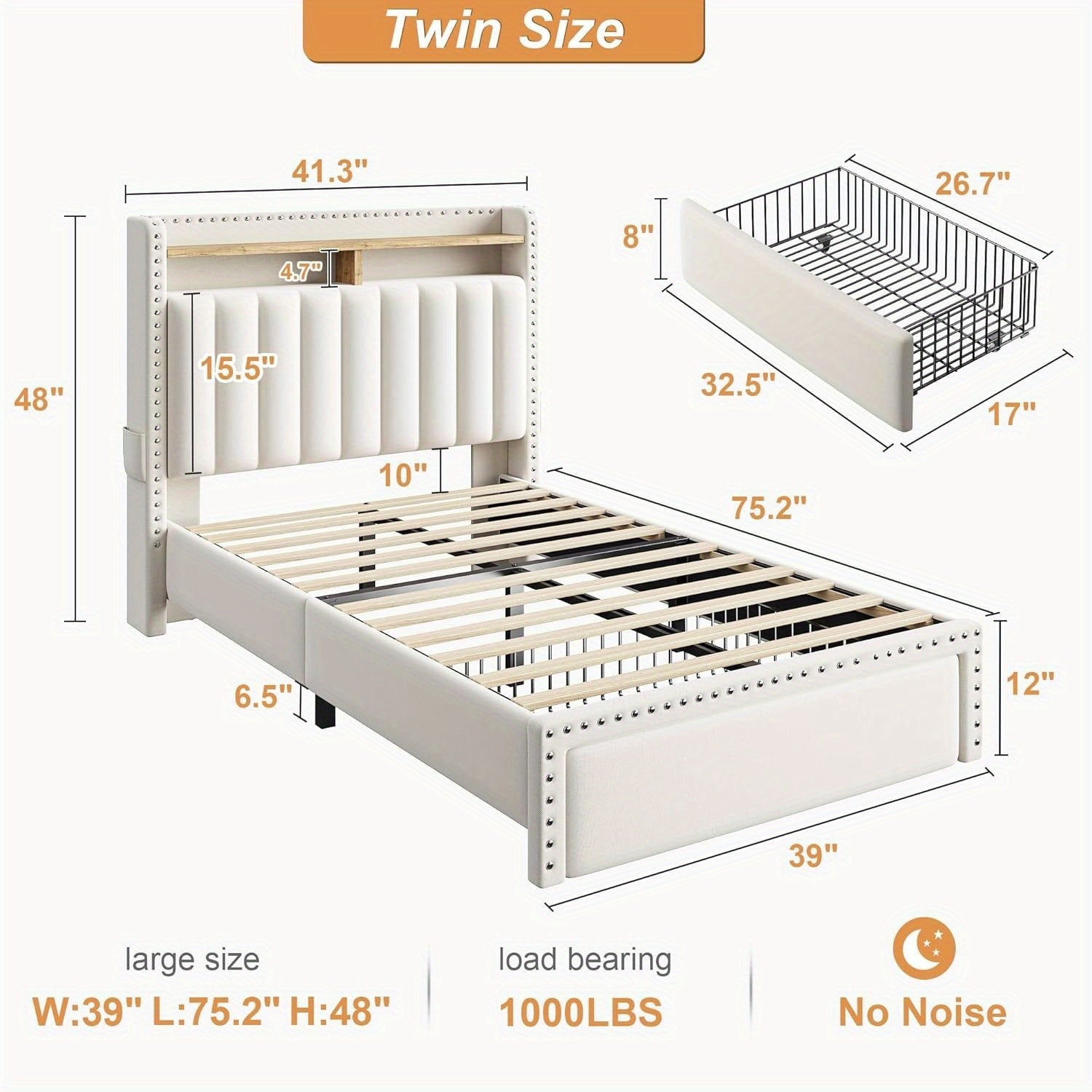 king size upholstered bed frame storage 2 tier headboard 2