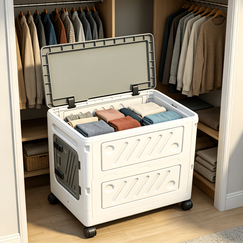 large capacity foldable wheeled storage box 4 wheels 23 6 19