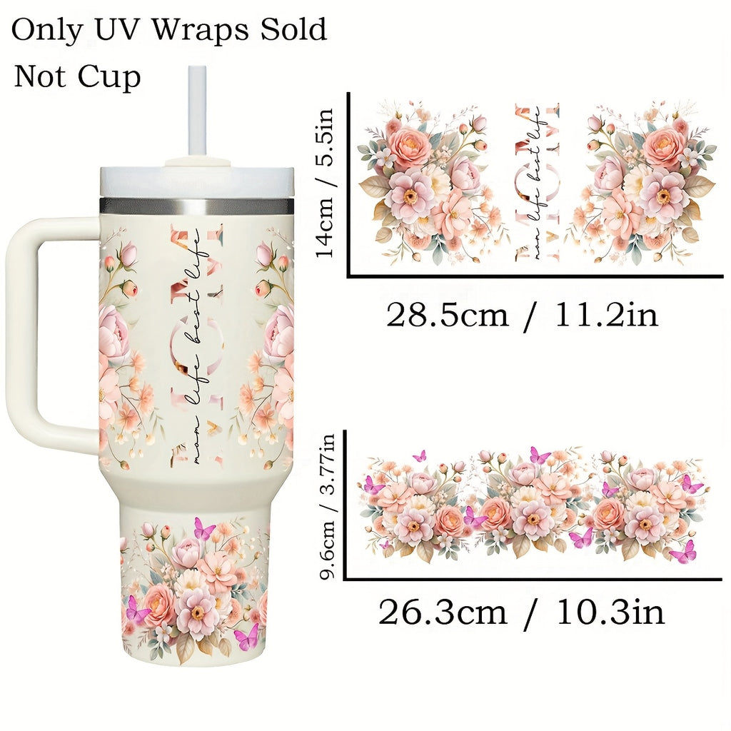 2pcs floral themed mom life transfer 40oz   glasses