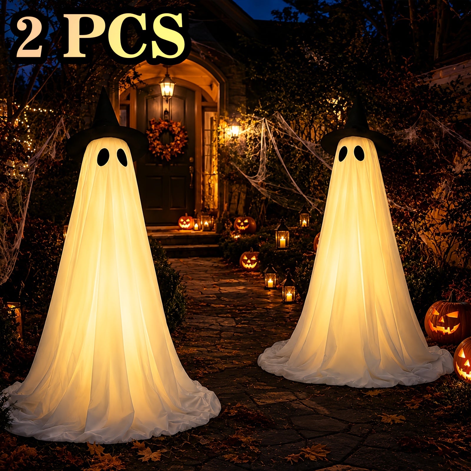 2pcs outdoor halloween decorations large lighted decor set