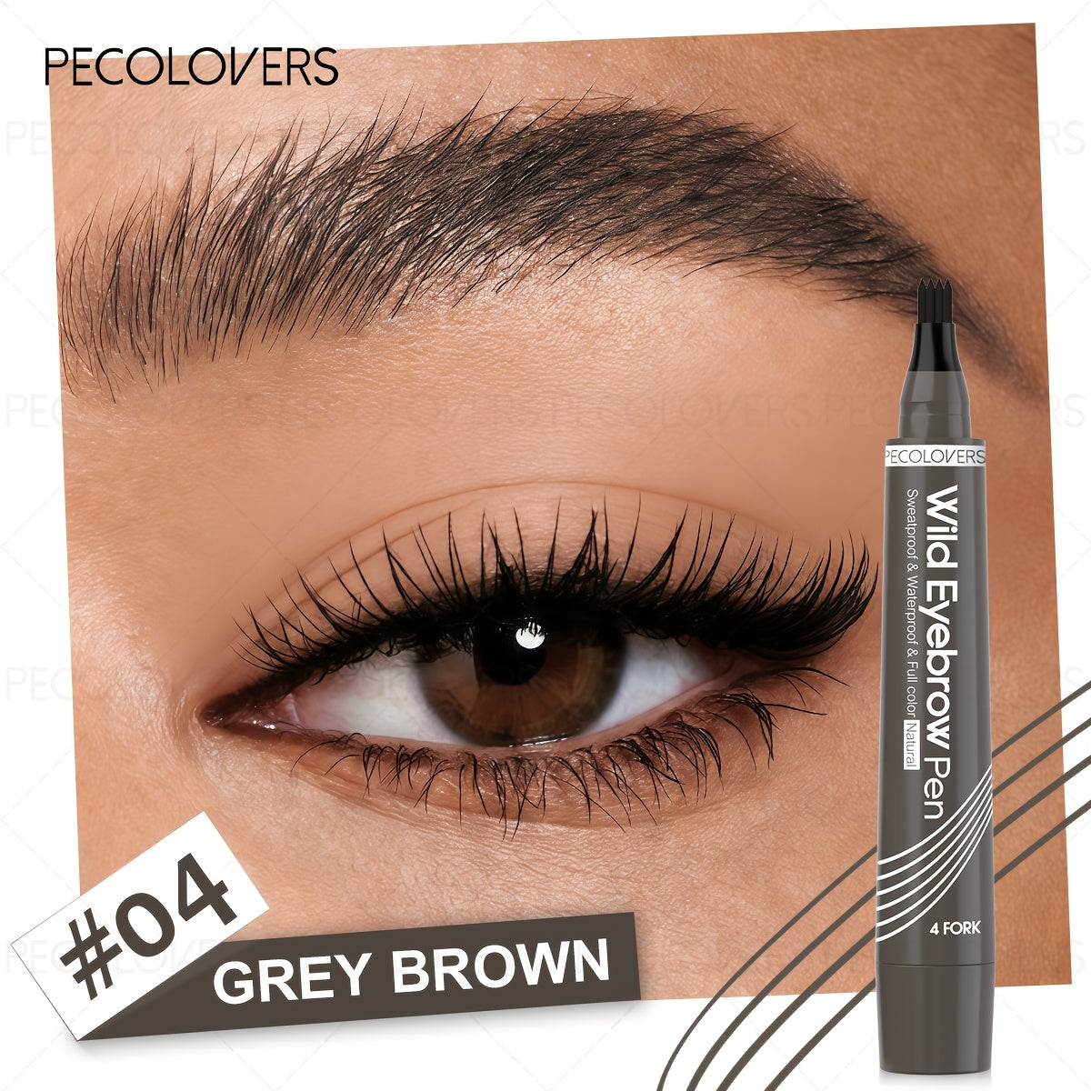 1pc waterproof eyebrow pen 6 colors featuring a 4 fork tip