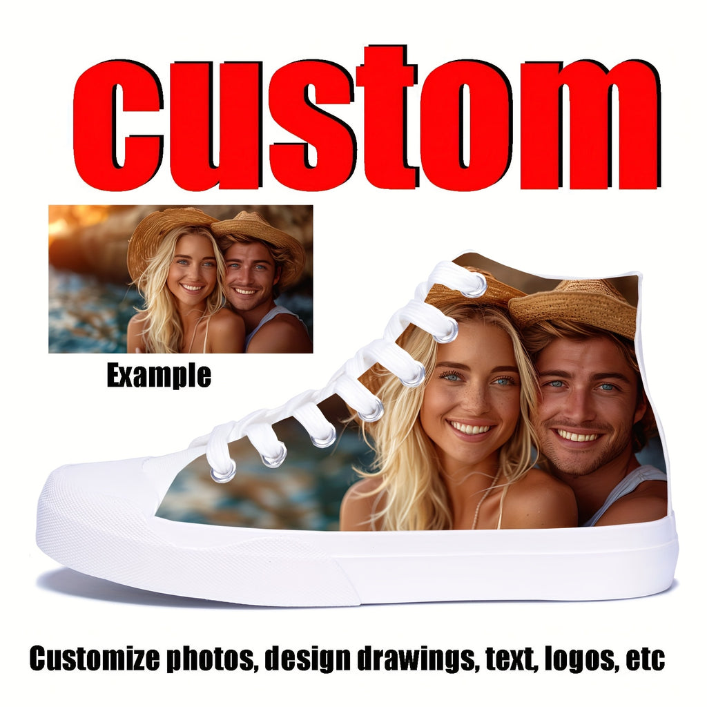 custom photo image black high top canvas sneakers casual