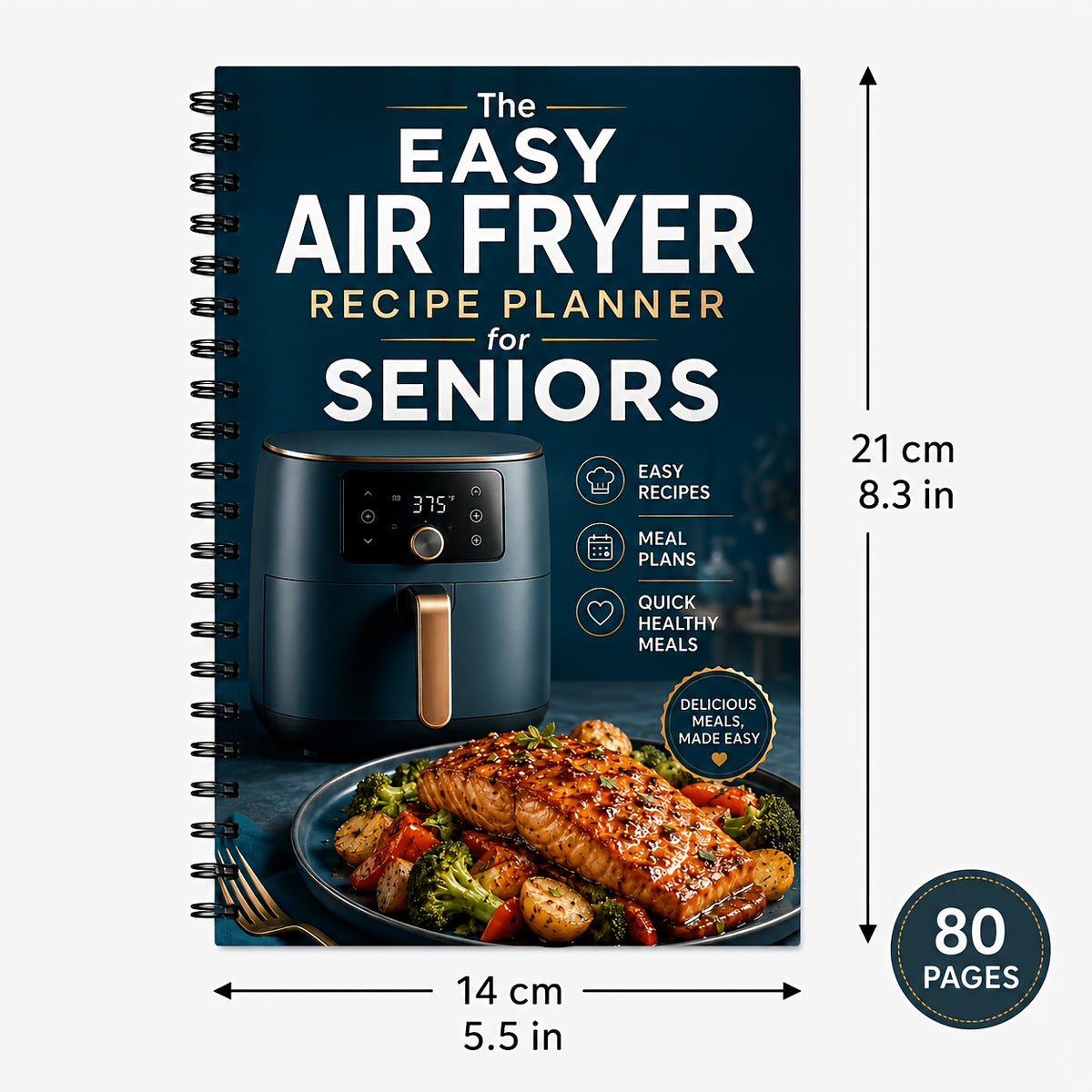 a5 spiral bound air fryer cookbook suitable middle aged