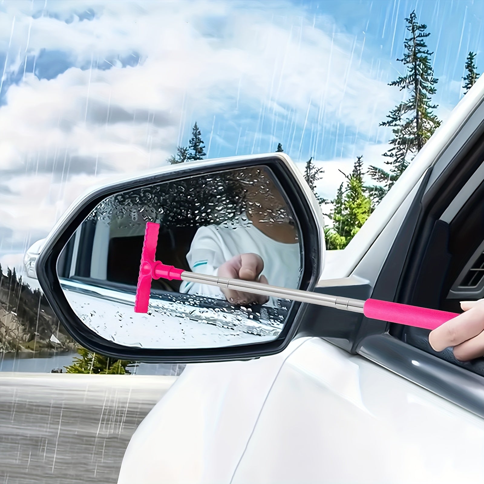 1pc handheld telescopic car brush portable rearview mirror