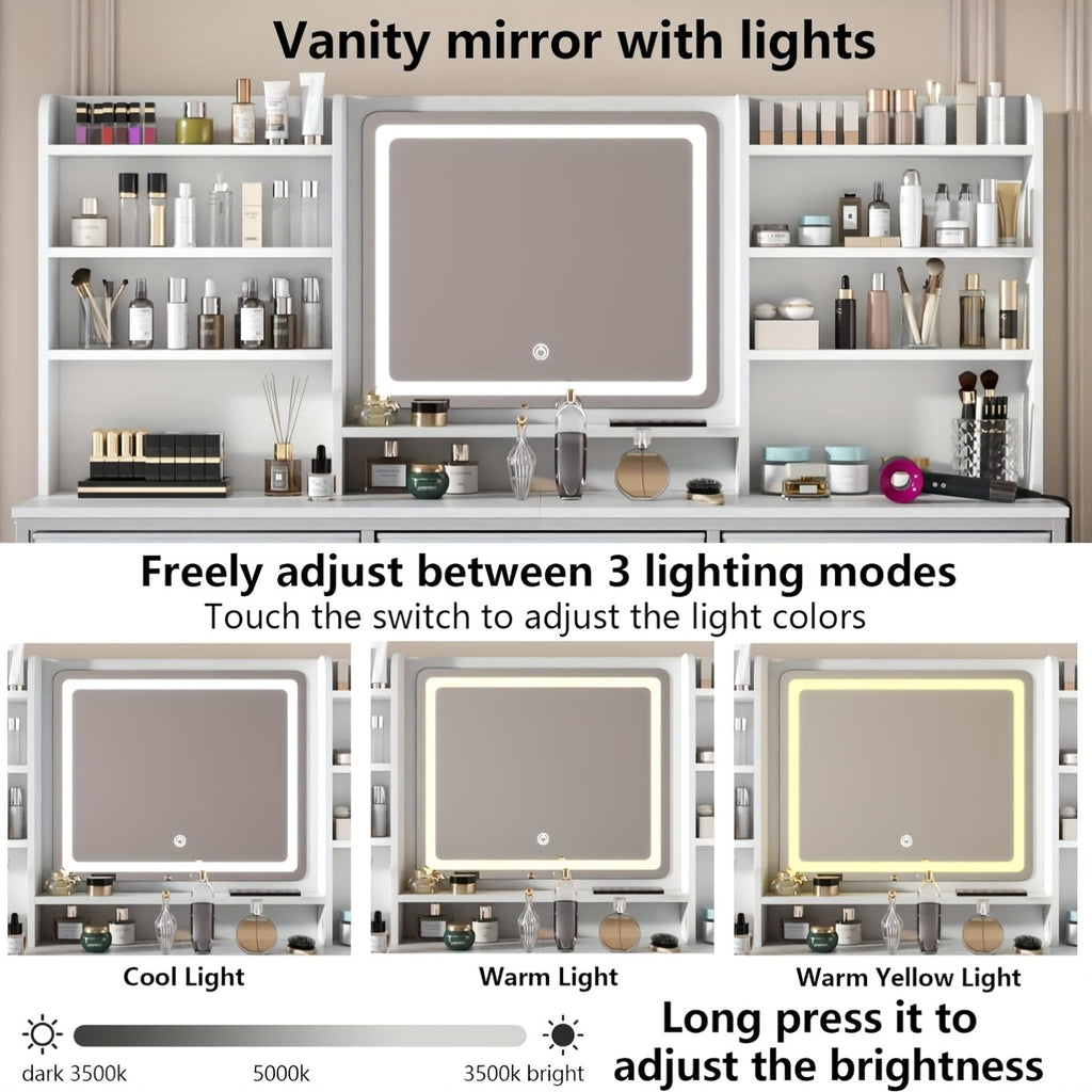 dressing table featuring a   mirror   nine