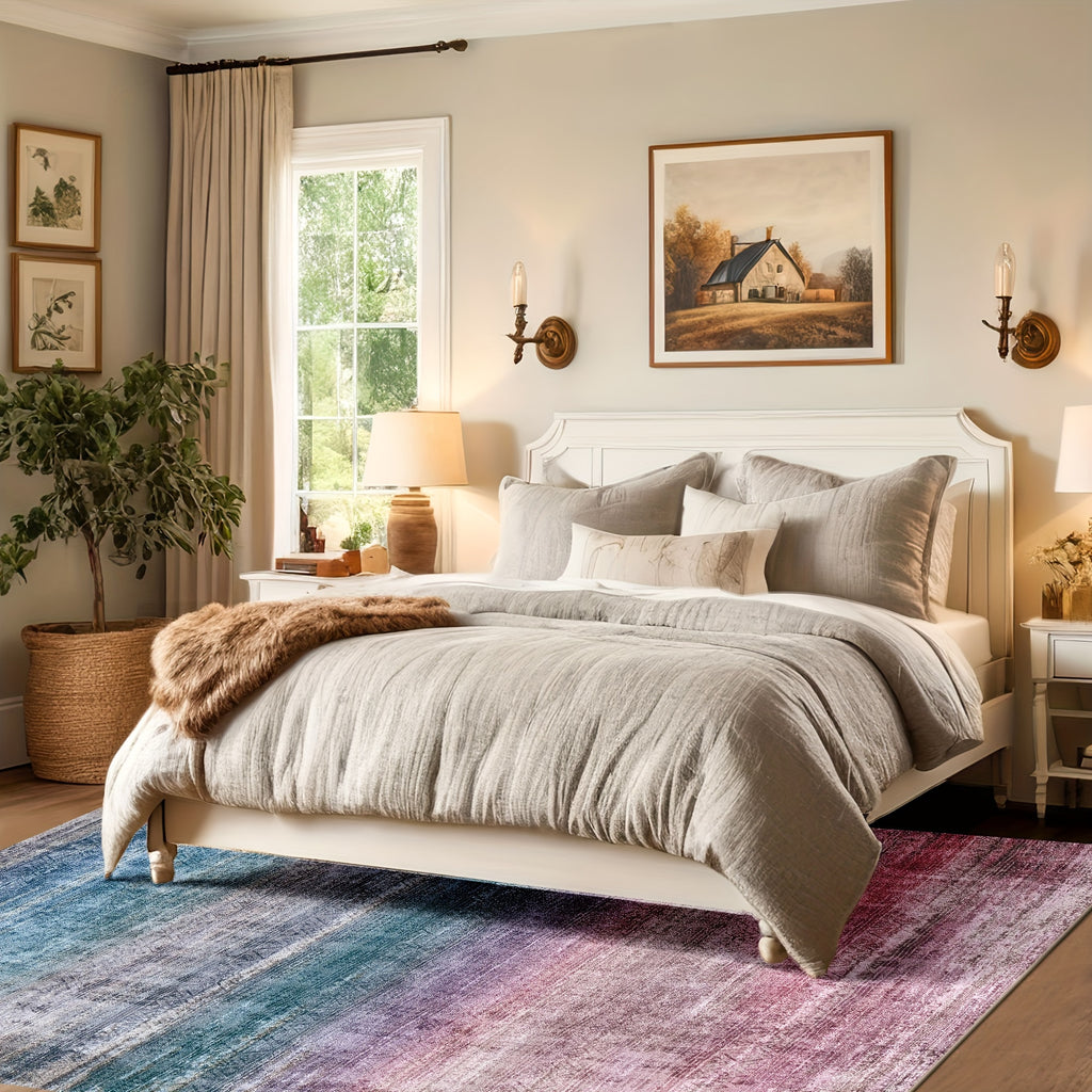1pc washable area rug gradient teal   non slip