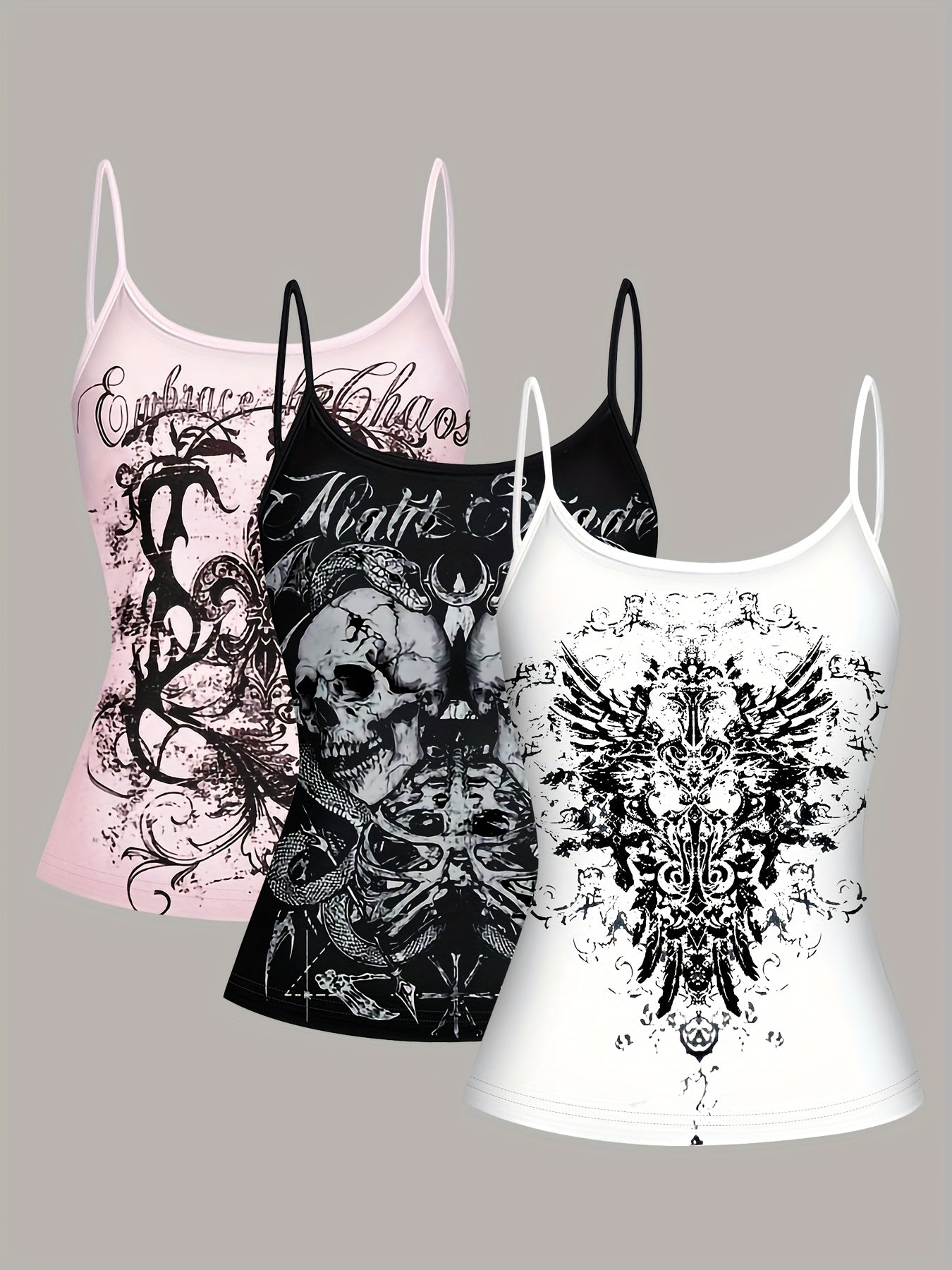 3pcs   womens vintage floral print camisole set