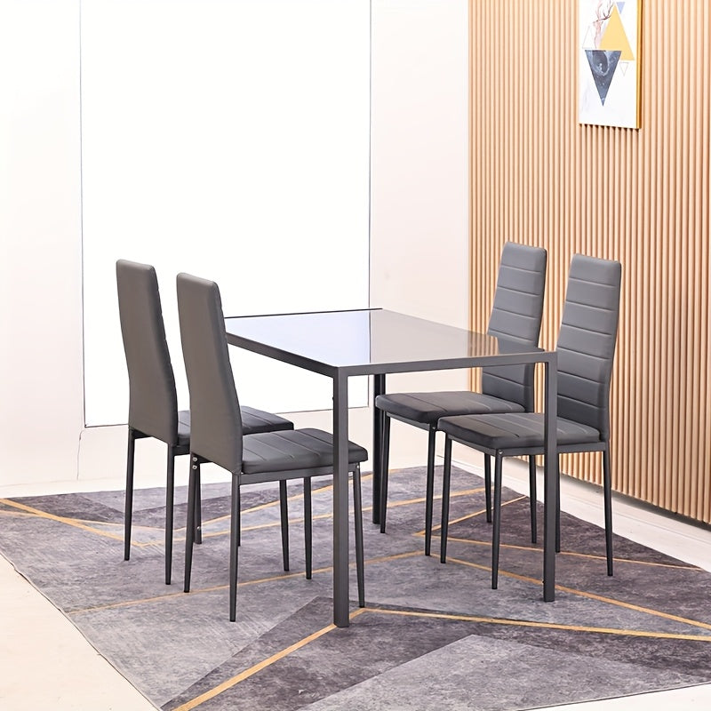 5pcs set dining table set modern rectangular glass dining