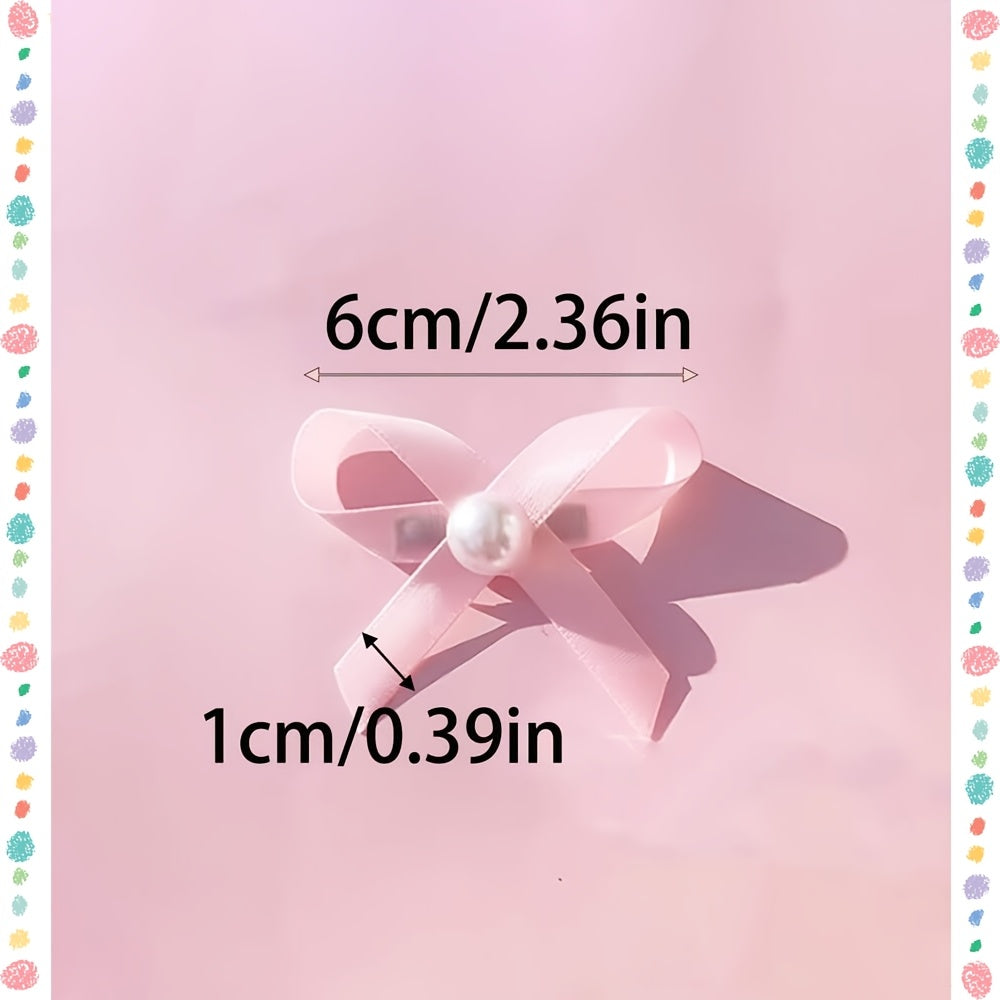 10pcs solid color dog hair clips pearls handmade dog bows