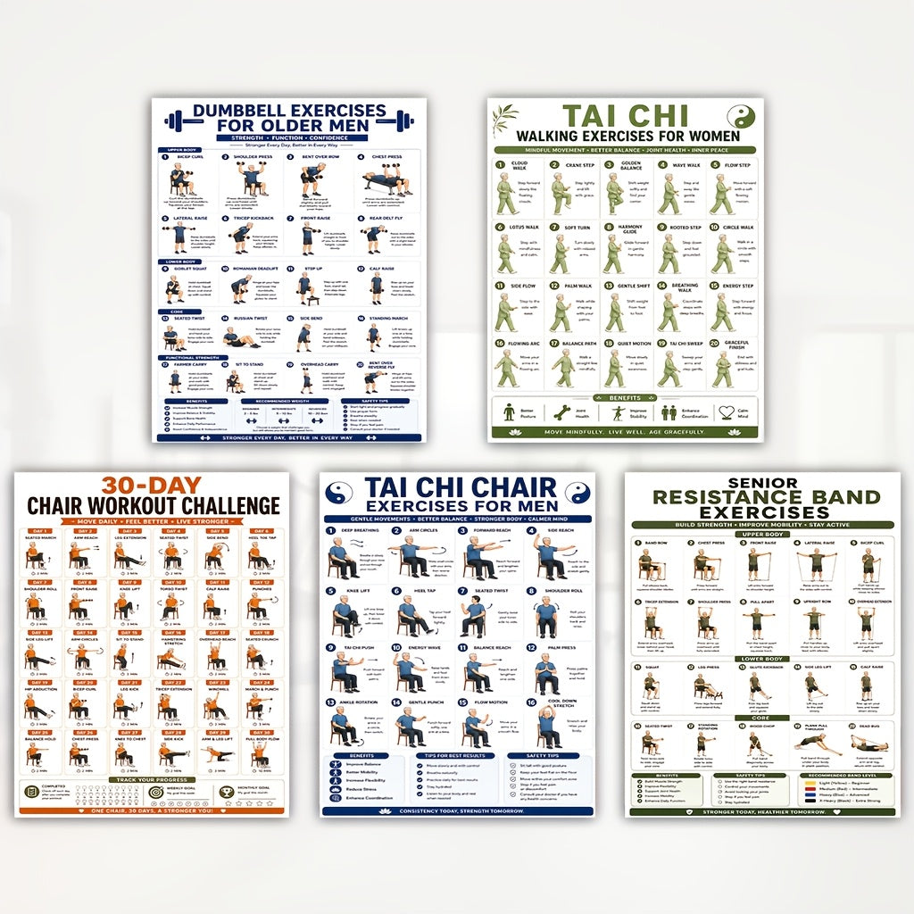 5   workout posters 8x10  exercises tai