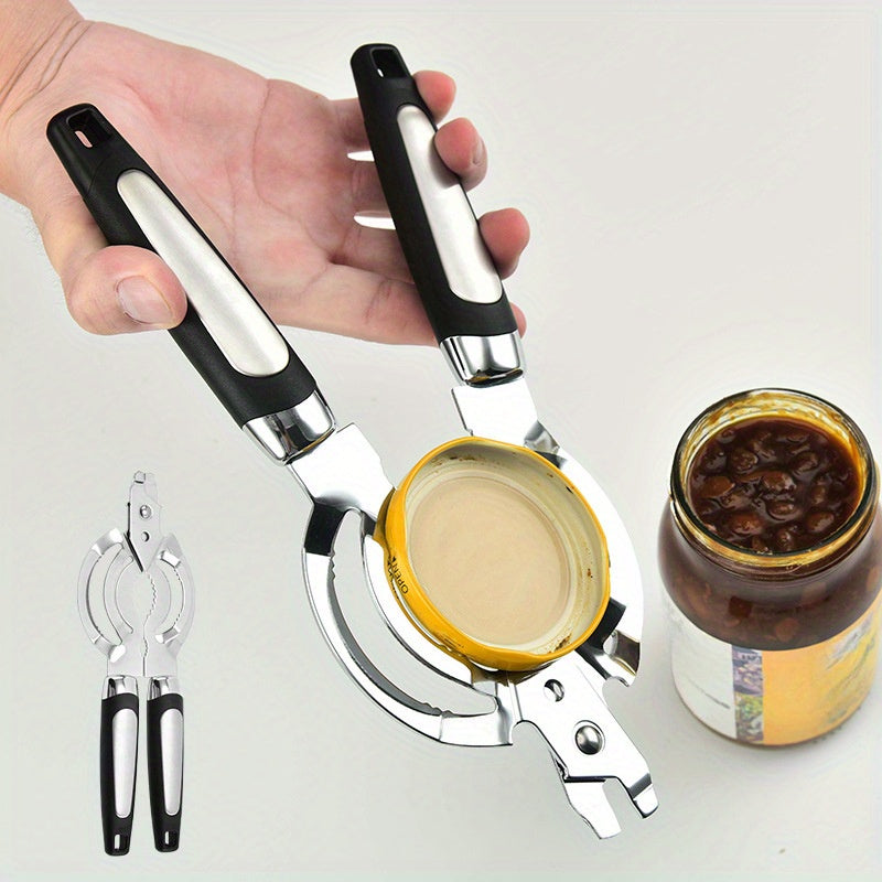 jar opener bottle opener black plastic handle ergonomic lid