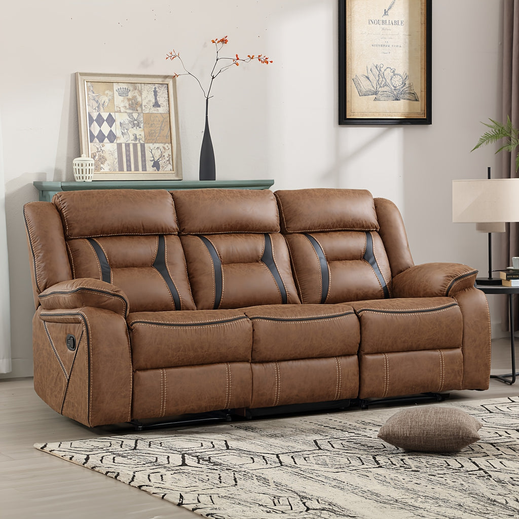 faux leather manual recliner set 3 seat sofa loveseat