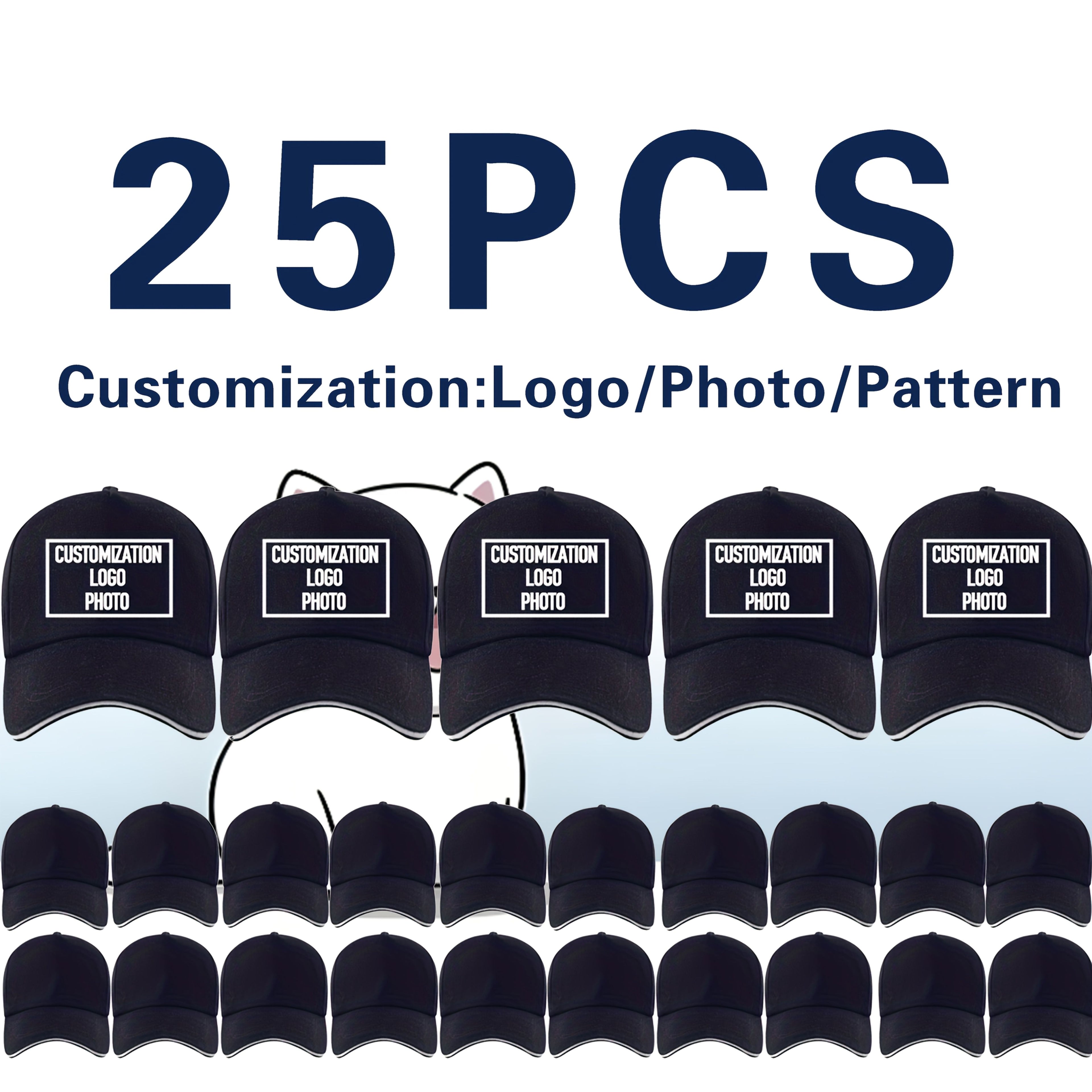 25pcs customizable     baseball caps adjustable