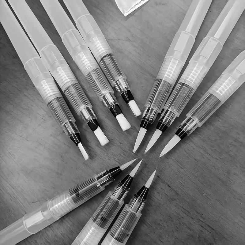 10 solid color watercolor pens filled brush heads pointed